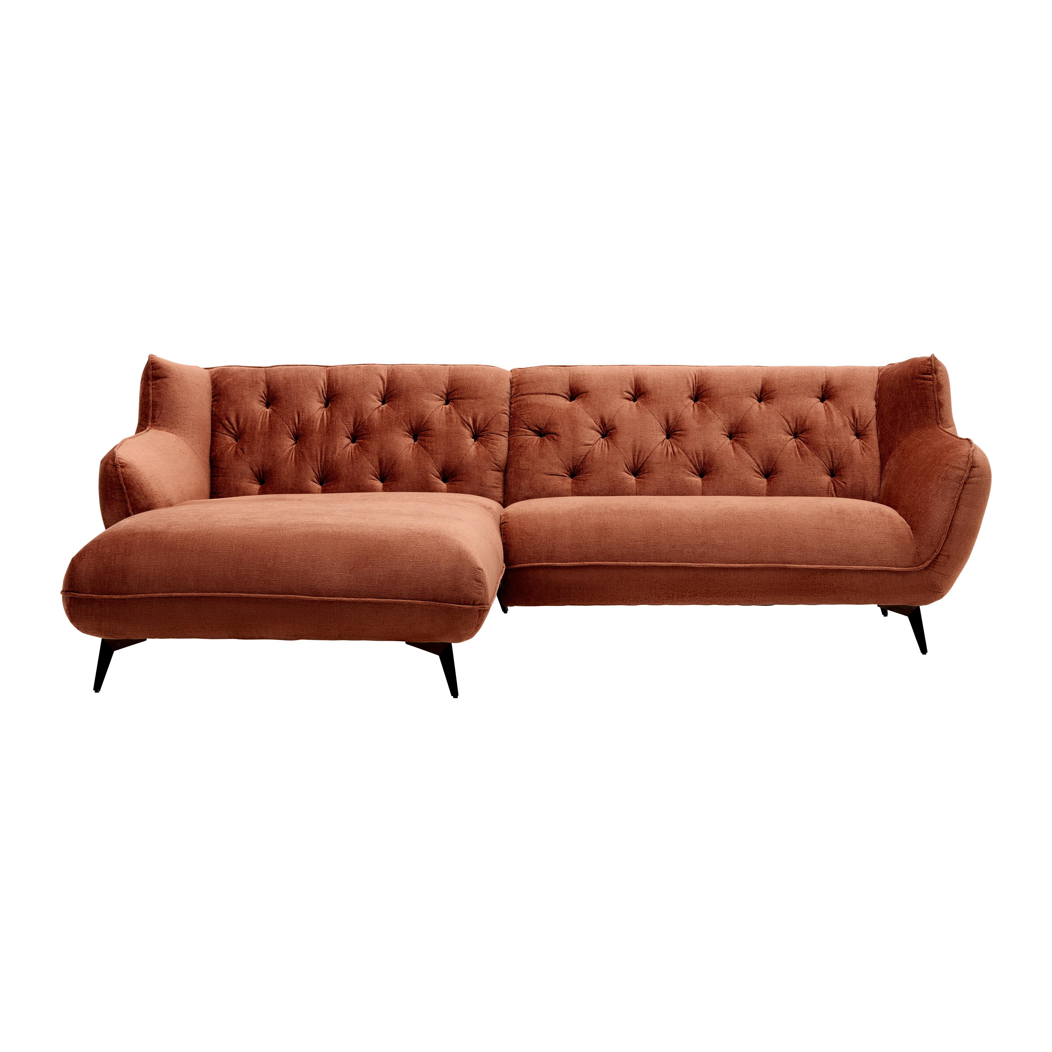 Wohnlandschaft Bogoni Rostfarben - Rostfarben/Schwarz, MODERN, Textil/Metall (278/84/168cm) - Mömax