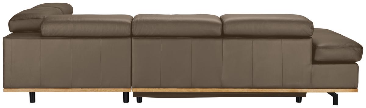 Wohnlandschaft Carmen rechts Haselnussfarben - Haselnussfarben/Schwarz, MODERN, Leder/Holz (292/72/226cm) - Premium Living