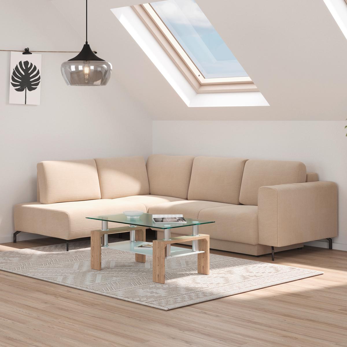 Kutna Garnitura Veni - bež/crna, Moderno, tekstil (210/272cm) - Modern Living