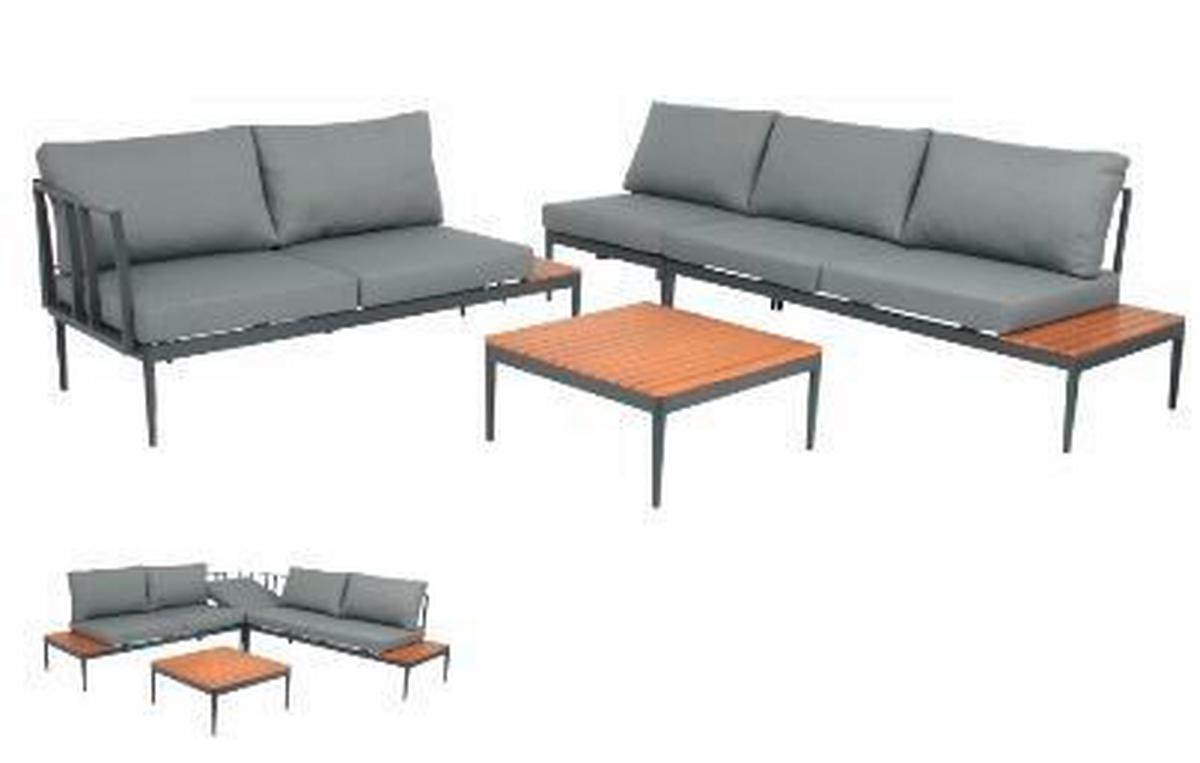 Lounge Garnitura Acamp, Antracit - barva tikovine/srebrne barve, Basics, kovina/tekstil (243/68/243cm) - Acamp