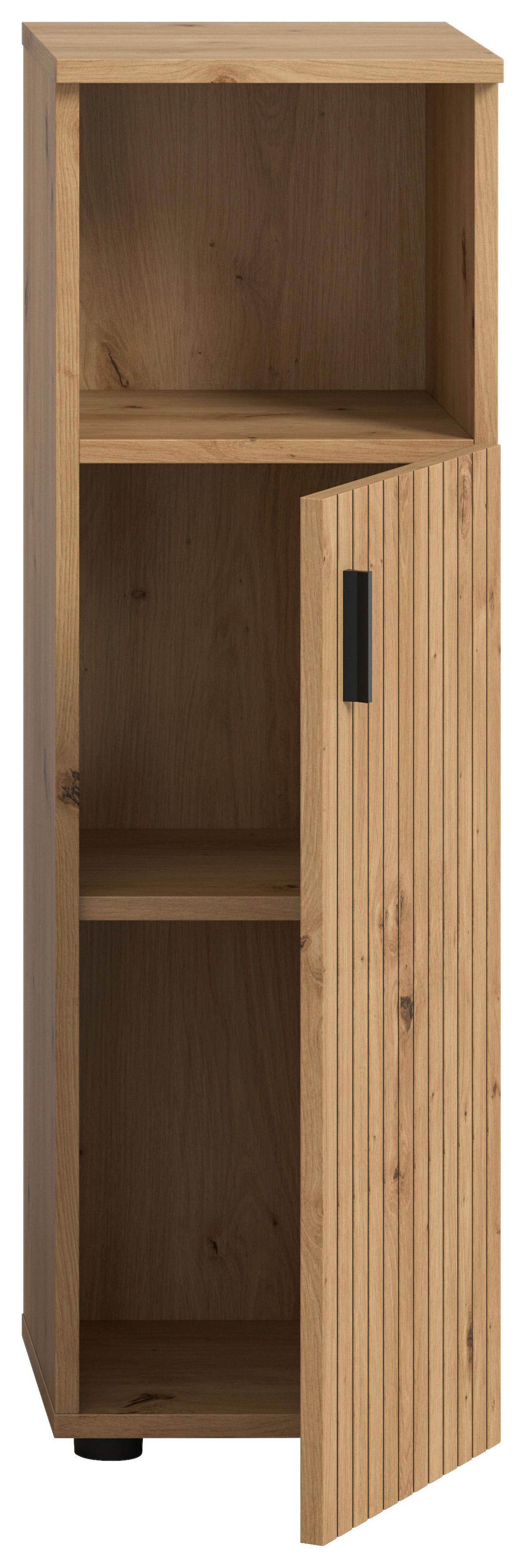 Srednje Visoka Omara Mone, Barva Hrasta - črna/hrast artisan, Basics, umetna masa/leseni material (30/95/30cm) - MID.YOU