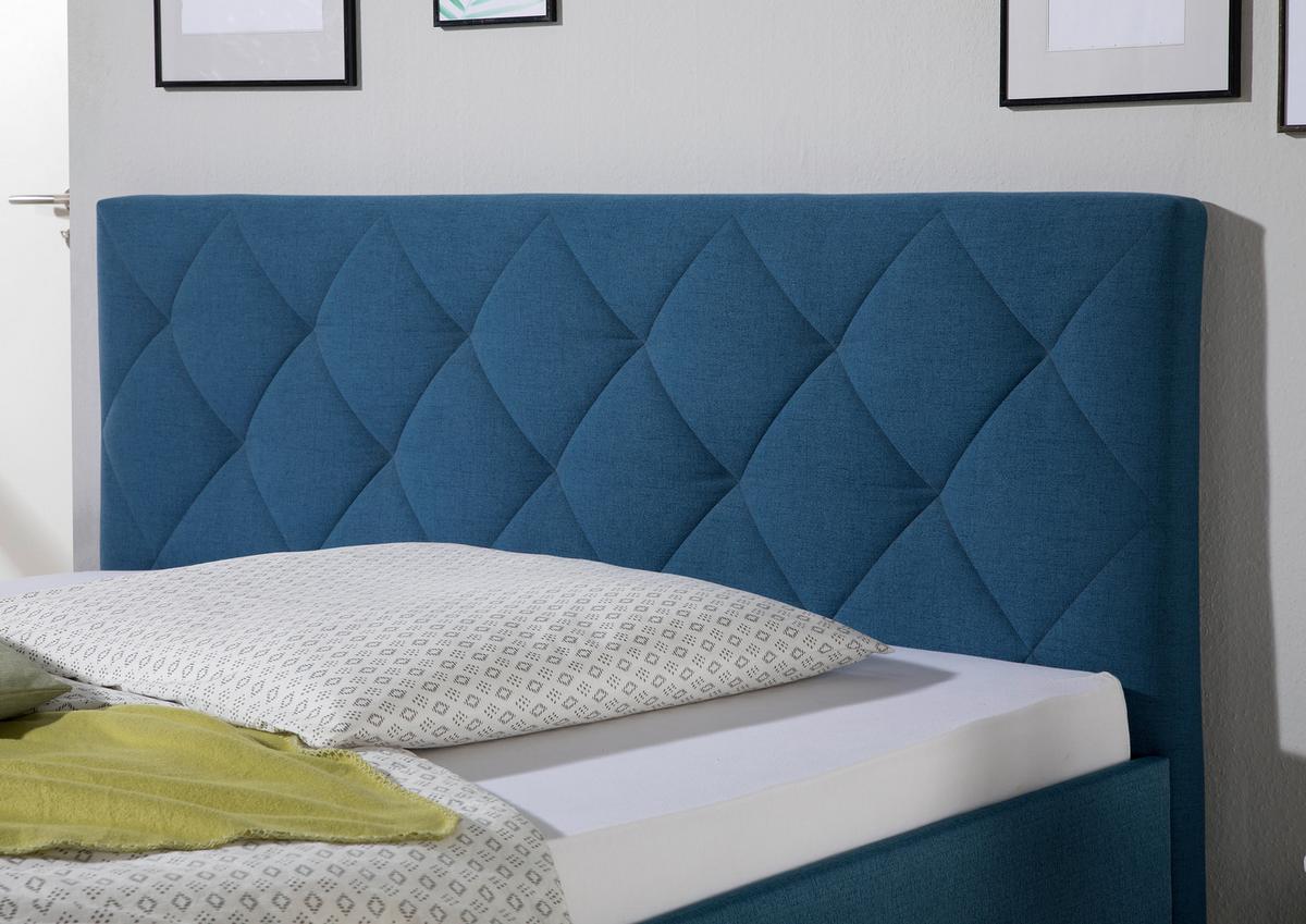 Polsterbett Aiken Blau ca. 100x200 cm - Blau/Schwarz, MODERN, Holz/Textil (100/200cm) - Livetastic