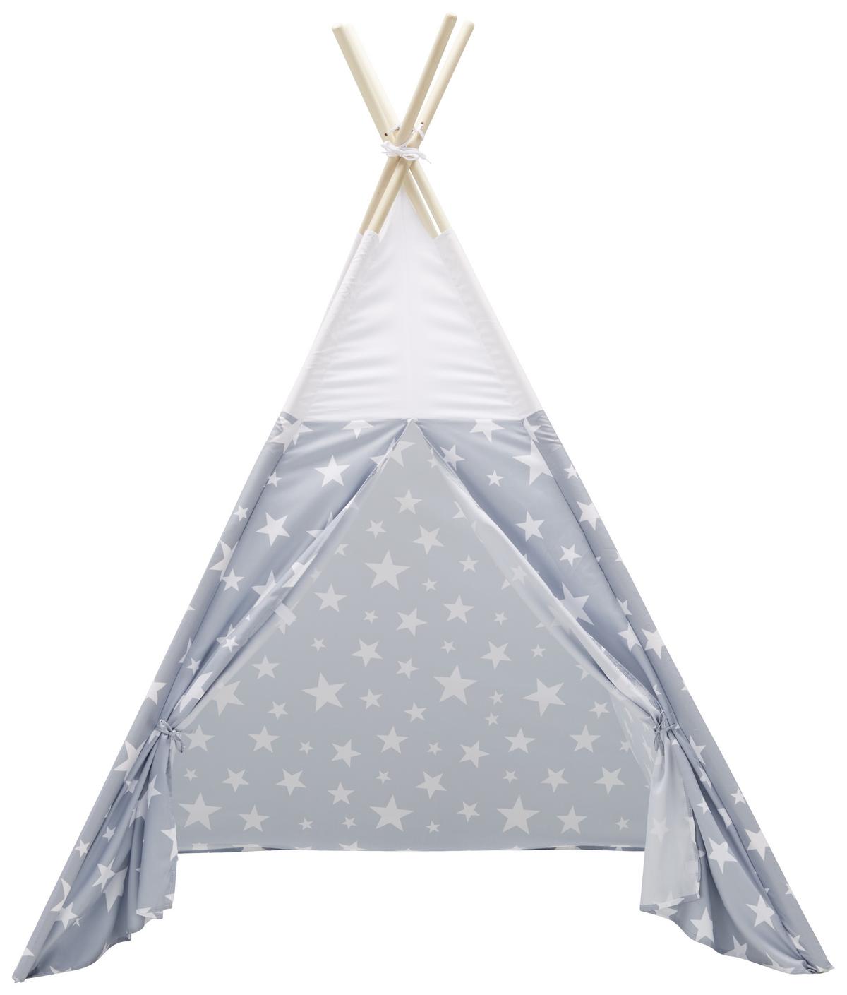 Spielzelt Star in Grau Ø ca. 120cm - Weiß/Grau, Holz/Kunststoff (120/164cm) - Mömax