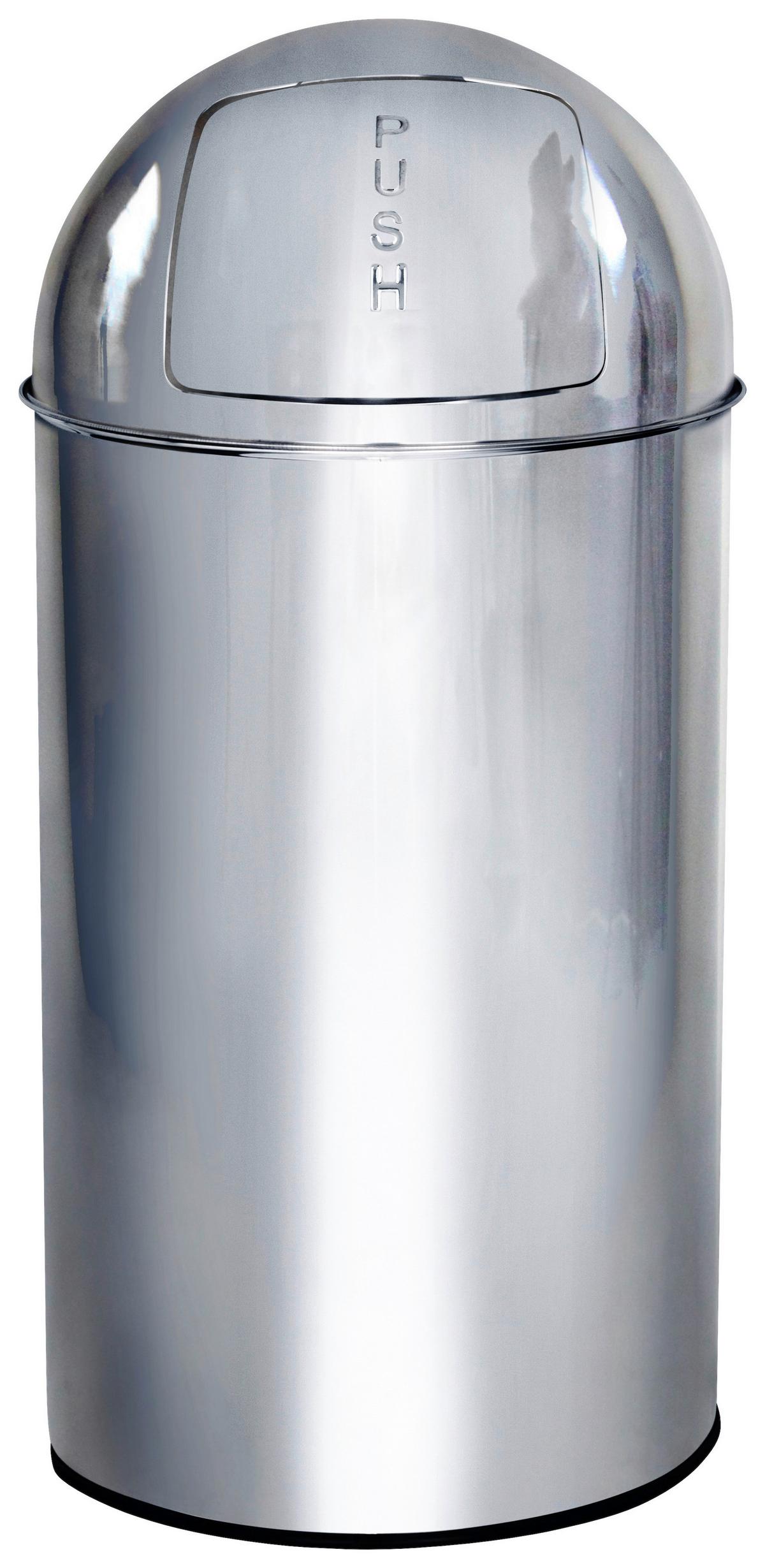 Koš Za Smeti Push, 50 L, Videz Kroma - srebrne barve, Basics, kovina (35/74/35cm) - MID.YOU