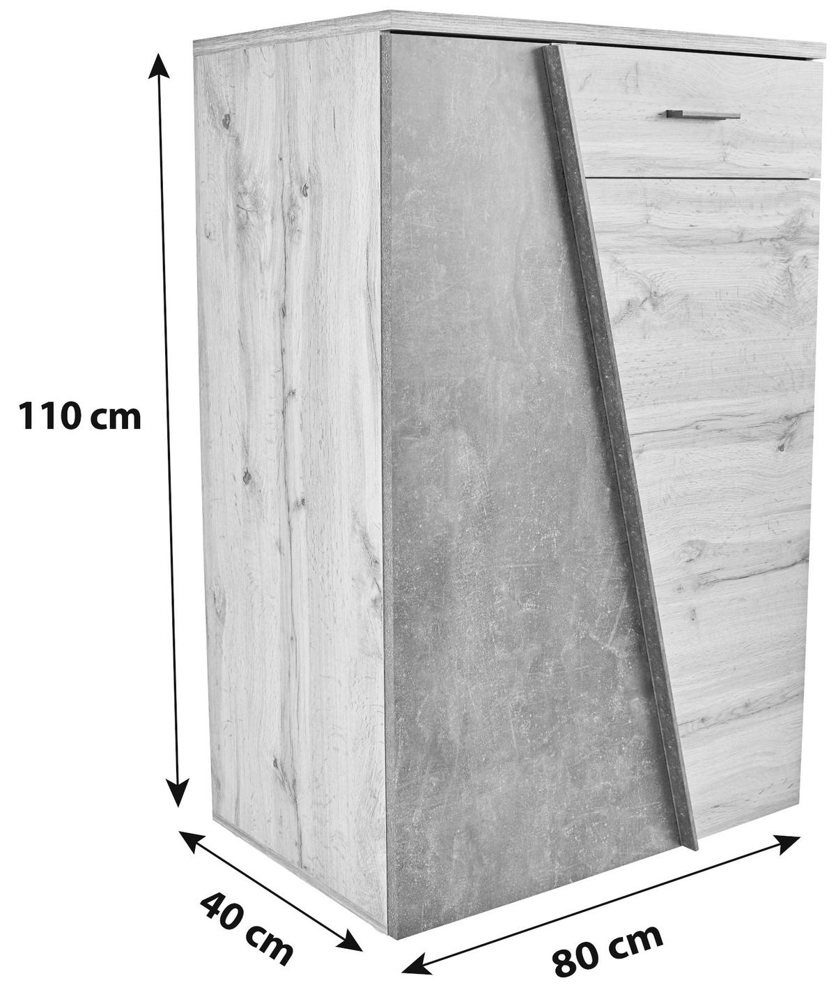 Komoda Venedig - barve kroma/siva, Moderno, umetna masa/leseni material (80/110/40cm) - Mömax