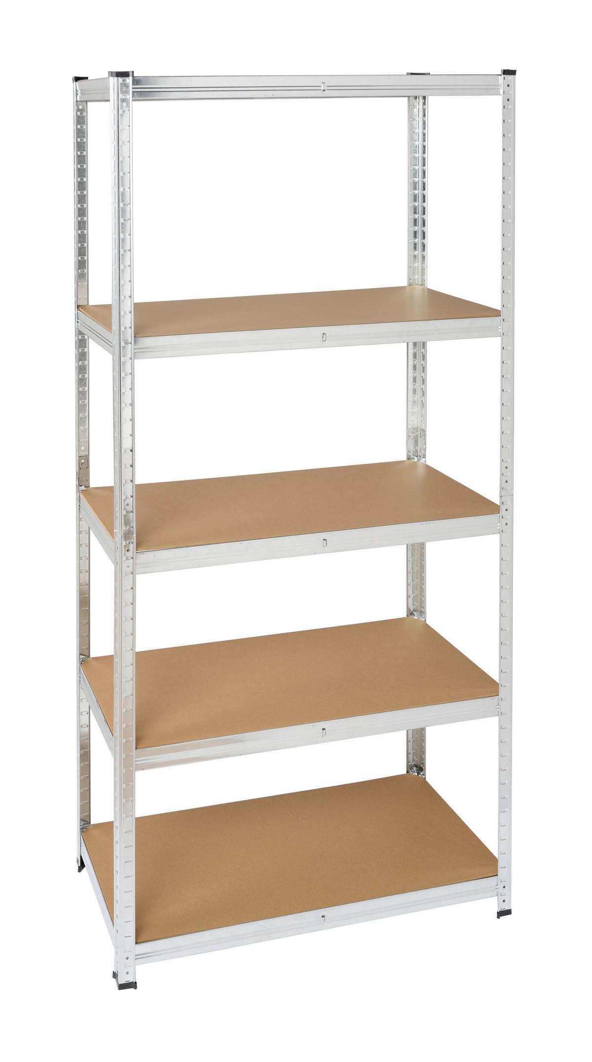 Schwerlastregal Johannes Silberfarben/Braun - Silberfarben/Braun, KONVENTIONELL, Holzwerkstoff/Kunststoff (90/40/180cm) - Mömax