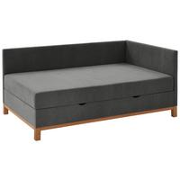 ŁÓŻKO SKRZYNIOWE SANTOS - kolor dębowy/antracytowy, Design, tkanina/drewno (90/200cm) - Boxxx