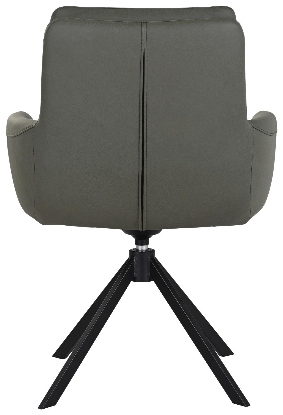KRZESŁO Z PODŁOKIETNIKAMI EVEREST -EXKLUSIV- - zielony/czarny, Design, skóra/metal (62,5/89/66,5cm) - Dieter Knoll