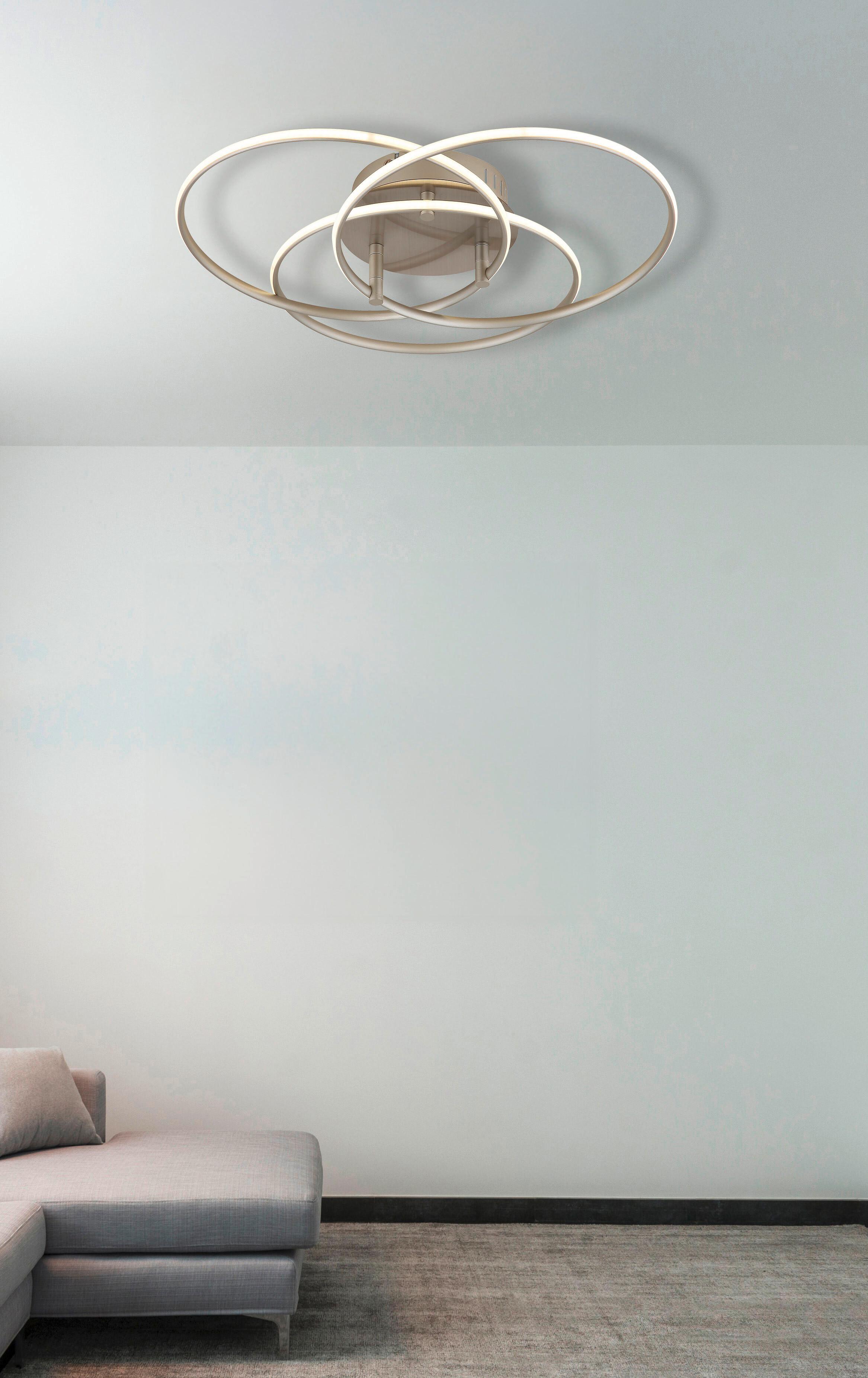 LED-DECKENLEUCHTE 67355-40N KOMBOS - Weiss/Nickelfarben, Design, Kunststoff/Metall (45,6/9,4cm) - Globo