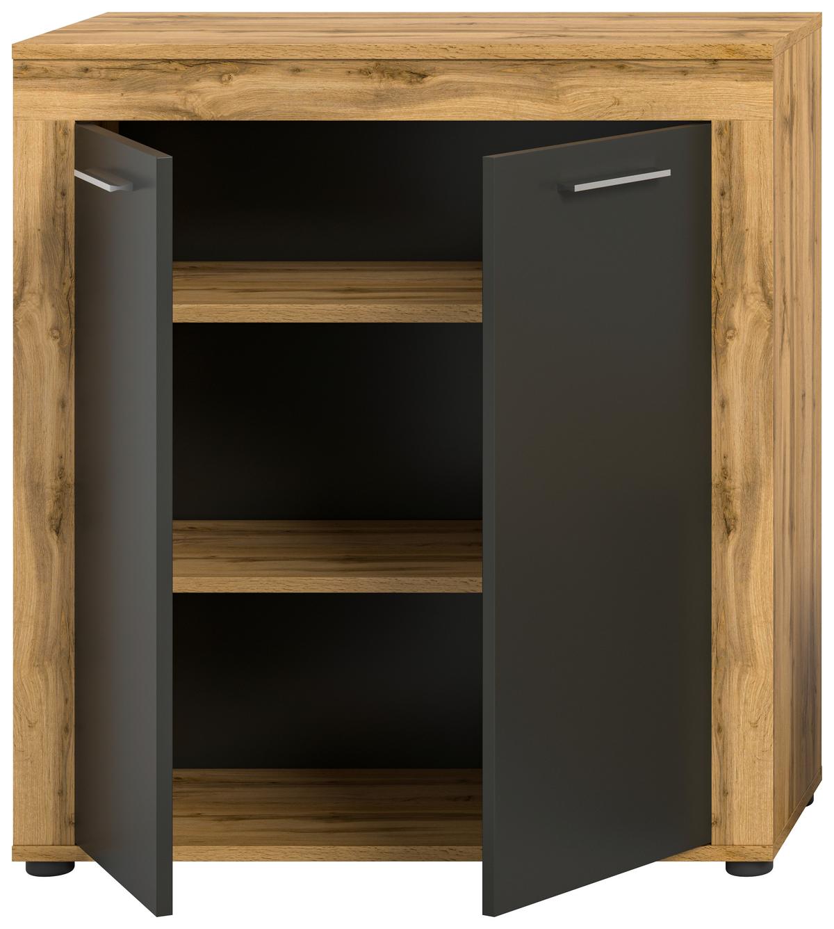 Komoda Jam - srebrne boje/crna, Design, drvni materijal/plastika (80/88/35cm) - Modern Living