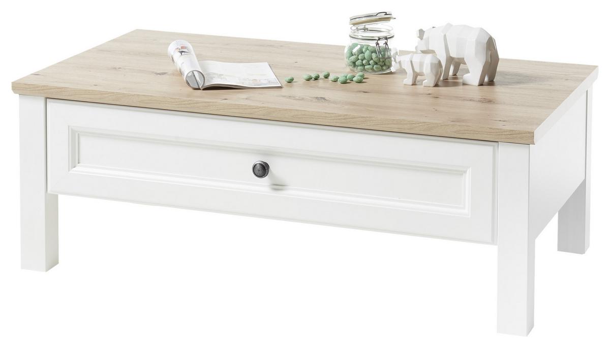 STOLIK KAWOWY TOSKANA - kolor dębowy/biały, Basics, materiał drewnopochodny/metal (110/60/40cm) - MID.YOU