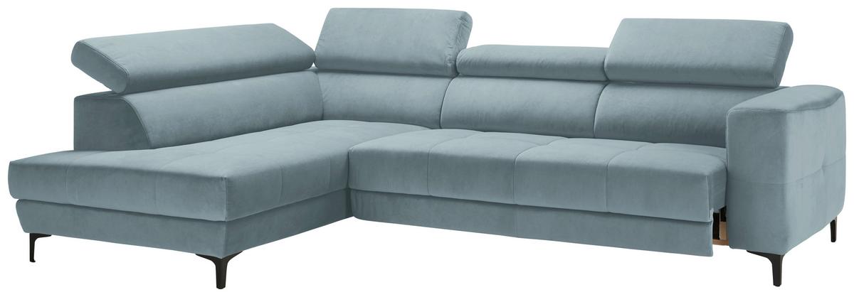 Ecksofa Emma links Hellblau - Schwarz/Hellblau, MODERN, Textil (210/47/301cm) - Premium Living