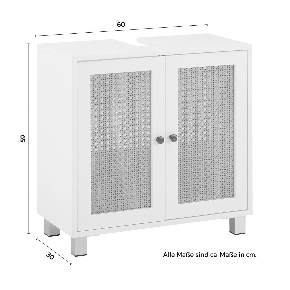 Omarica Za Pod Umivalnik Lisa, Bela, Naravna - bela/naravne barve, Moderno, kovina/umetna masa (60/59/30cm) - Bessagi Home