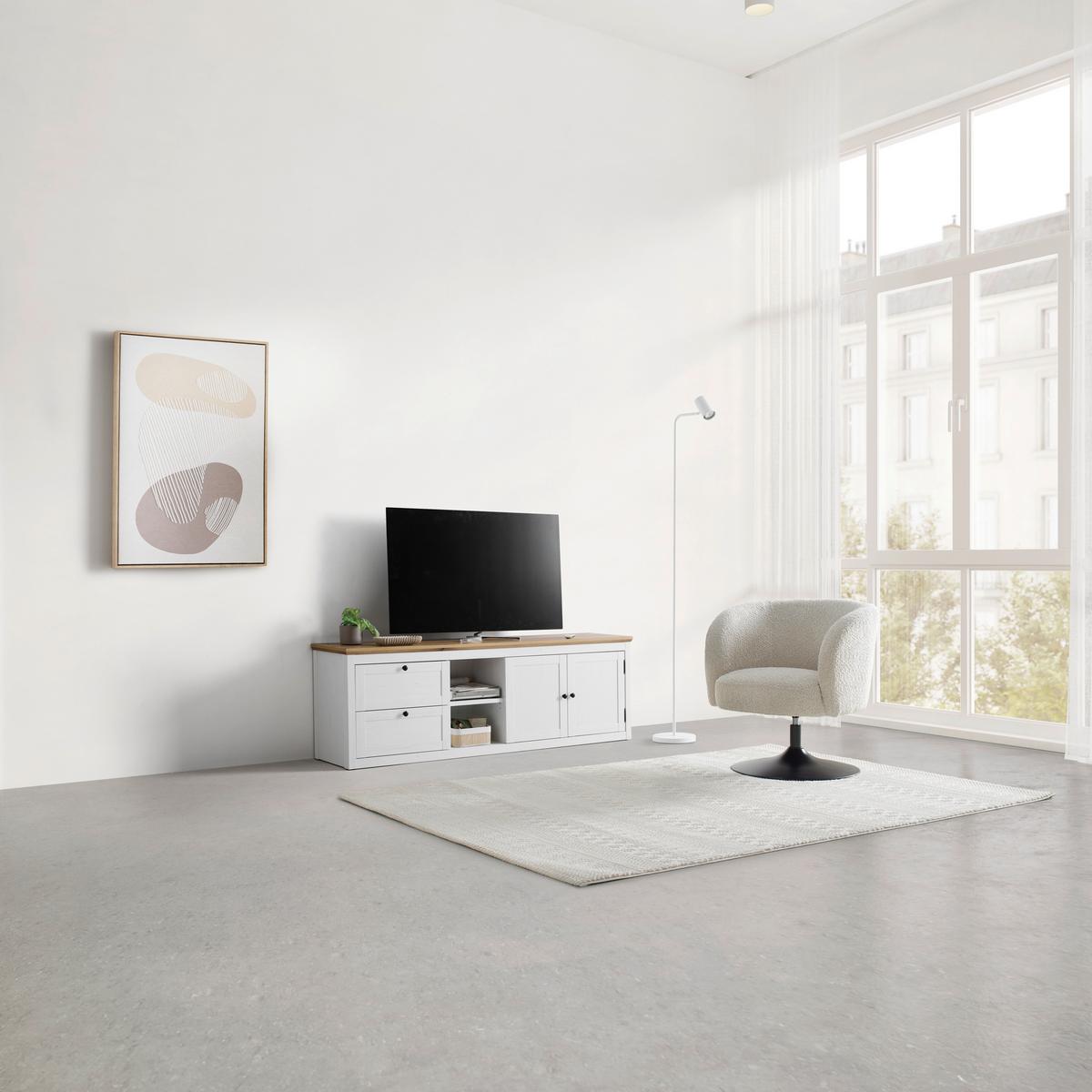 TV-Element Korsika Eichefarben/Weiß - Eichefarben/Schwarz, ROMANTIK / LANDHAUS, Holzwerkstoff/Metall (185/61,4/43cm) - Mömax
