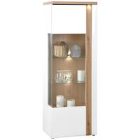 Vitrină VIOLA - alb/culoare lemn stejar, Modern, plastic/sticlă (66,5/196/43,2cm) - Premium Living