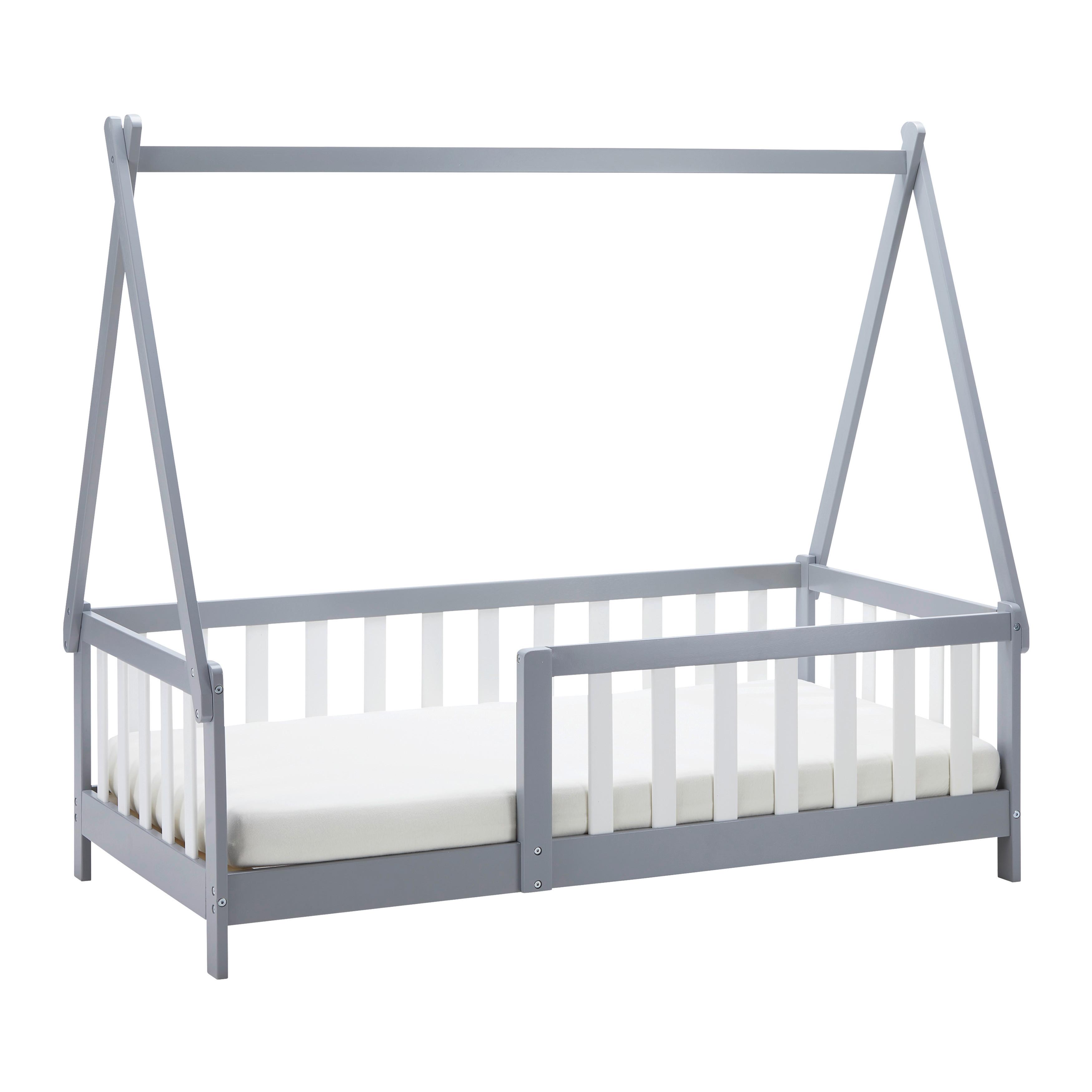 Kinderbett Adelia ca. 70x140 cm Grau Echtholz - Naturfarben/Weiß, MODERN, Holz (70/140cm) - Bessagi Kids