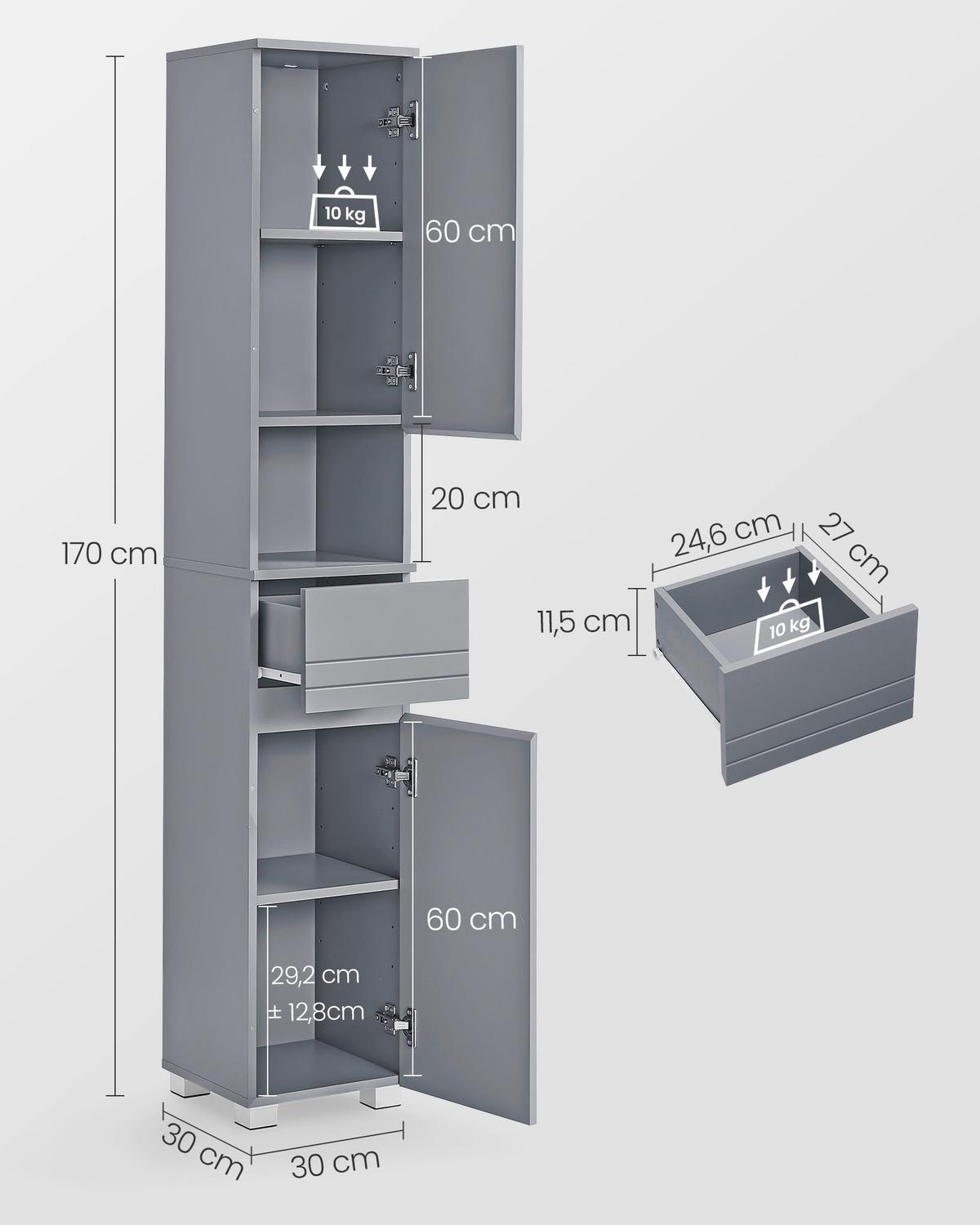 HOCHSCHRANK BBC560P36 - Grau, Trend, Holzwerkstoff (30/170/30cm) - MID.YOU
