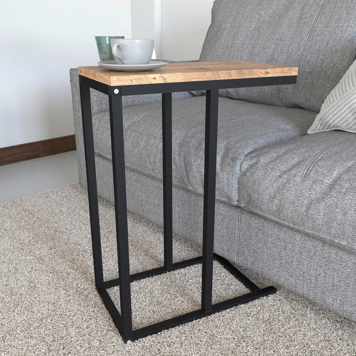 BEISTELLTISCH INSASI - Honigeiche/Schwarz, Design, Holzwerkstoff/Metall (46/26/63cm) - MID.YOU
