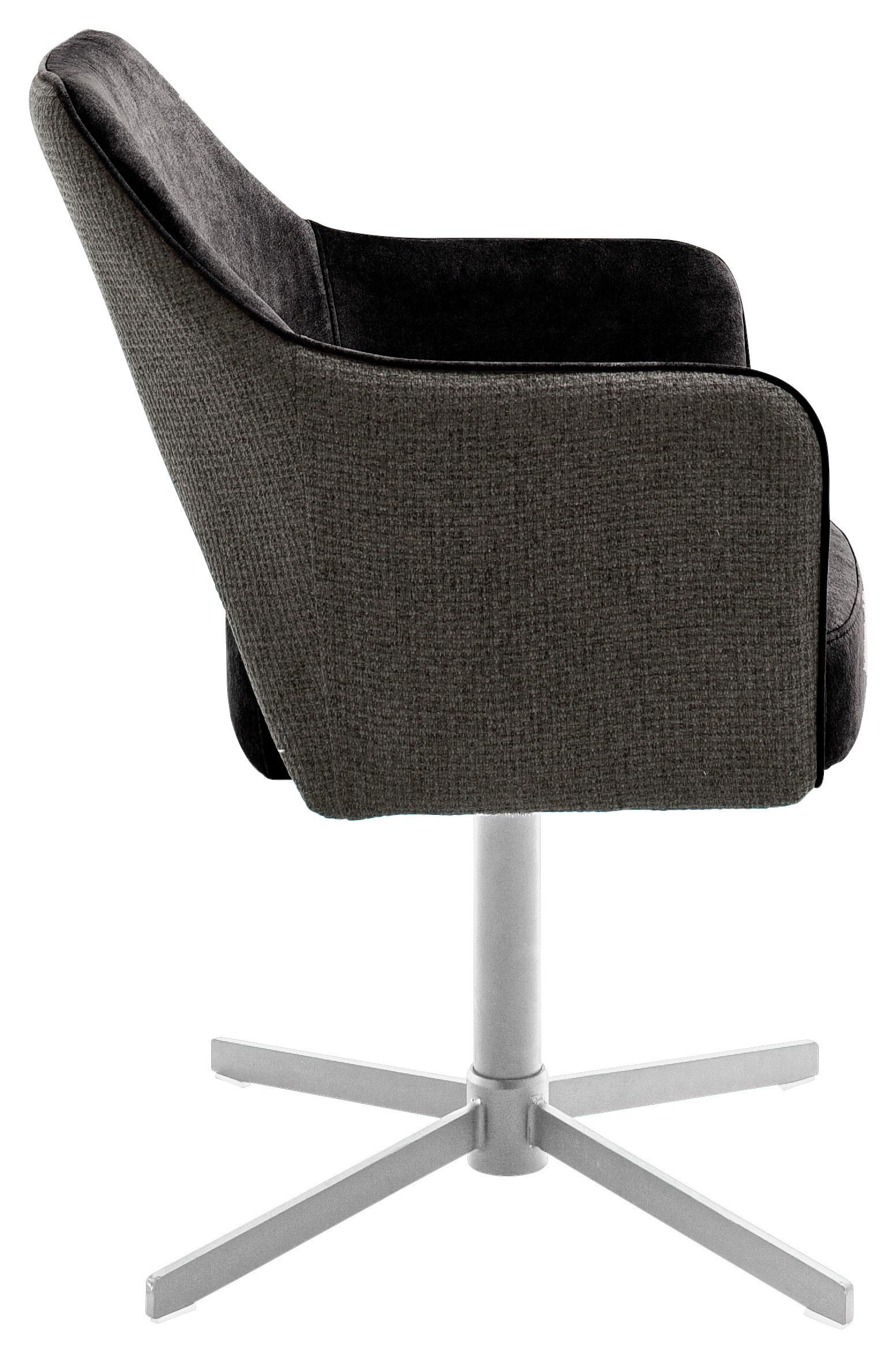 STOL MED ARMSTÖD VALLETTA - kromfärg/antracit, Klassisk, metall/textil (61/85/60cm) - Premium Living