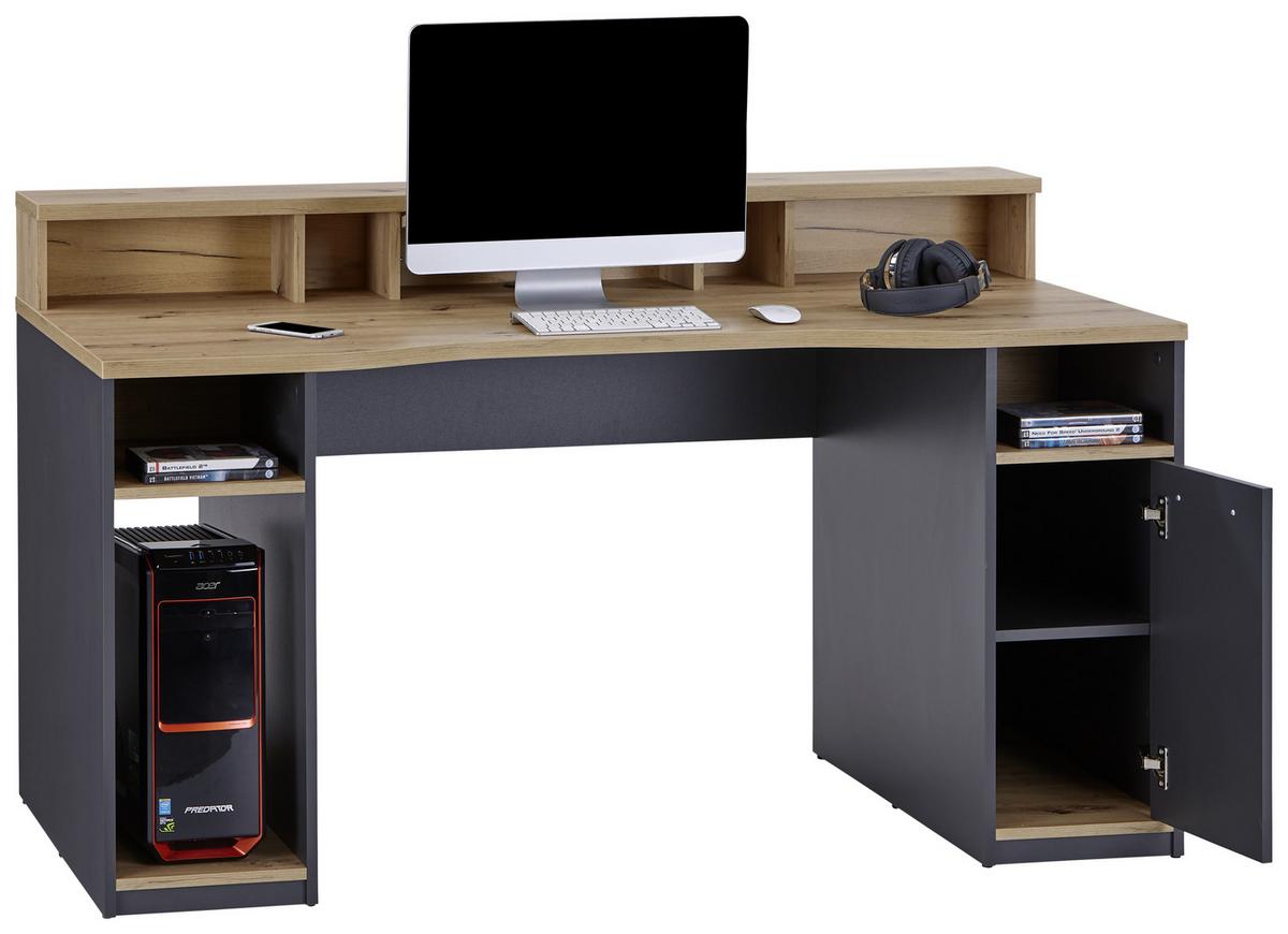 Računalniška Miza Speed, Antracit, Hrast - barve hrasta/antracit, Moderno, kovina/leseni material (160,2/91,9/70cm)
