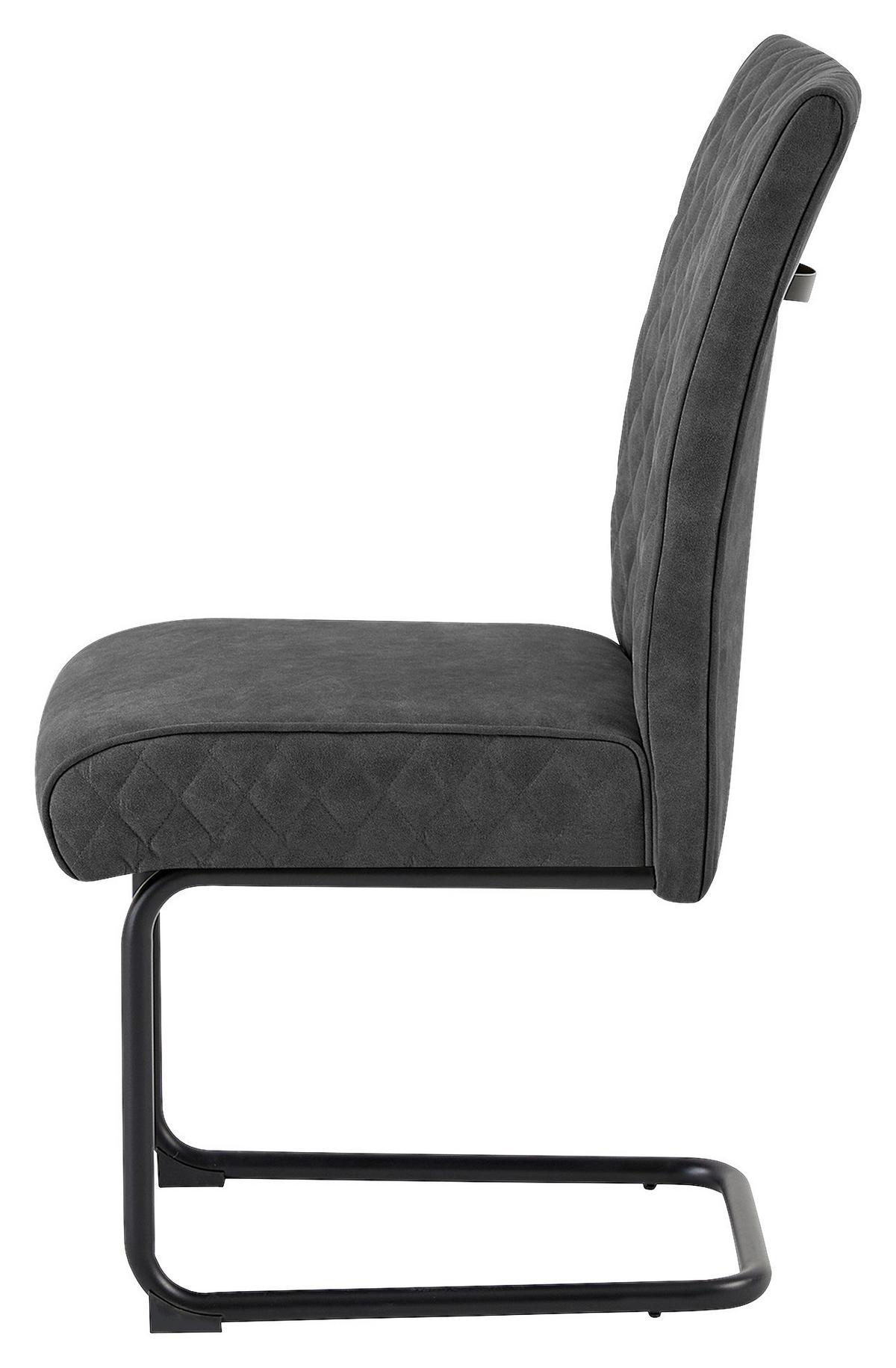 Schwingstuhl-Set Maria-XXL 2er-Set Anthrazit - Anthrazit/Schwarz, MODERN, Textil/Metall (45/95/60cm) - MID.YOU