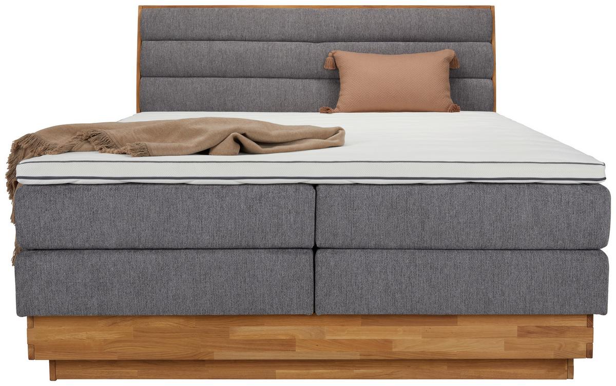 Boxspringbett Marissa in Grau ca. 160x200cm - Grau, KONVENTIONELL, Holz/Kunststoff (160/200cm) - Premium Living