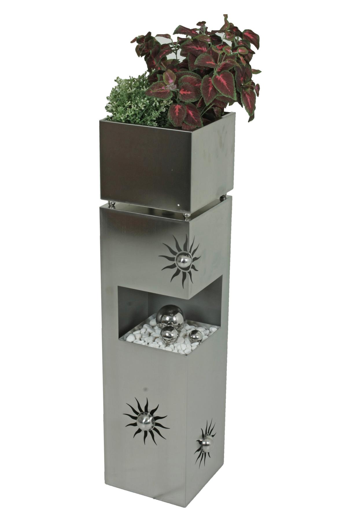 Blumensäule Sonne ca. 28x100 cm Edelstahl - Silberfarben, Basics, Metall (28/100/28cm)