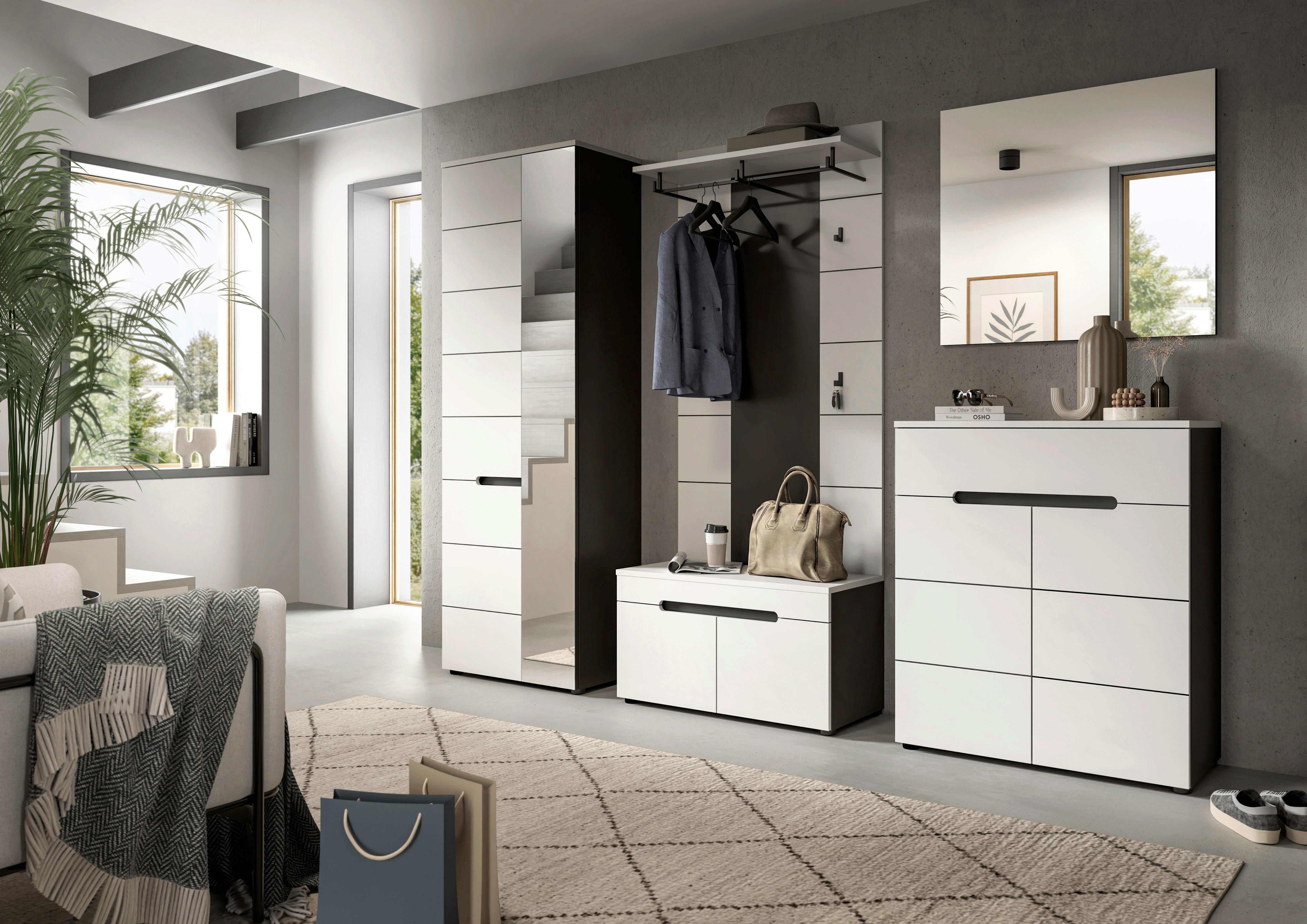 Garderobna Omara Canu, Bela, Siva - siva/bela, Design, leseni material (65/190/37cm) - Livetastic
