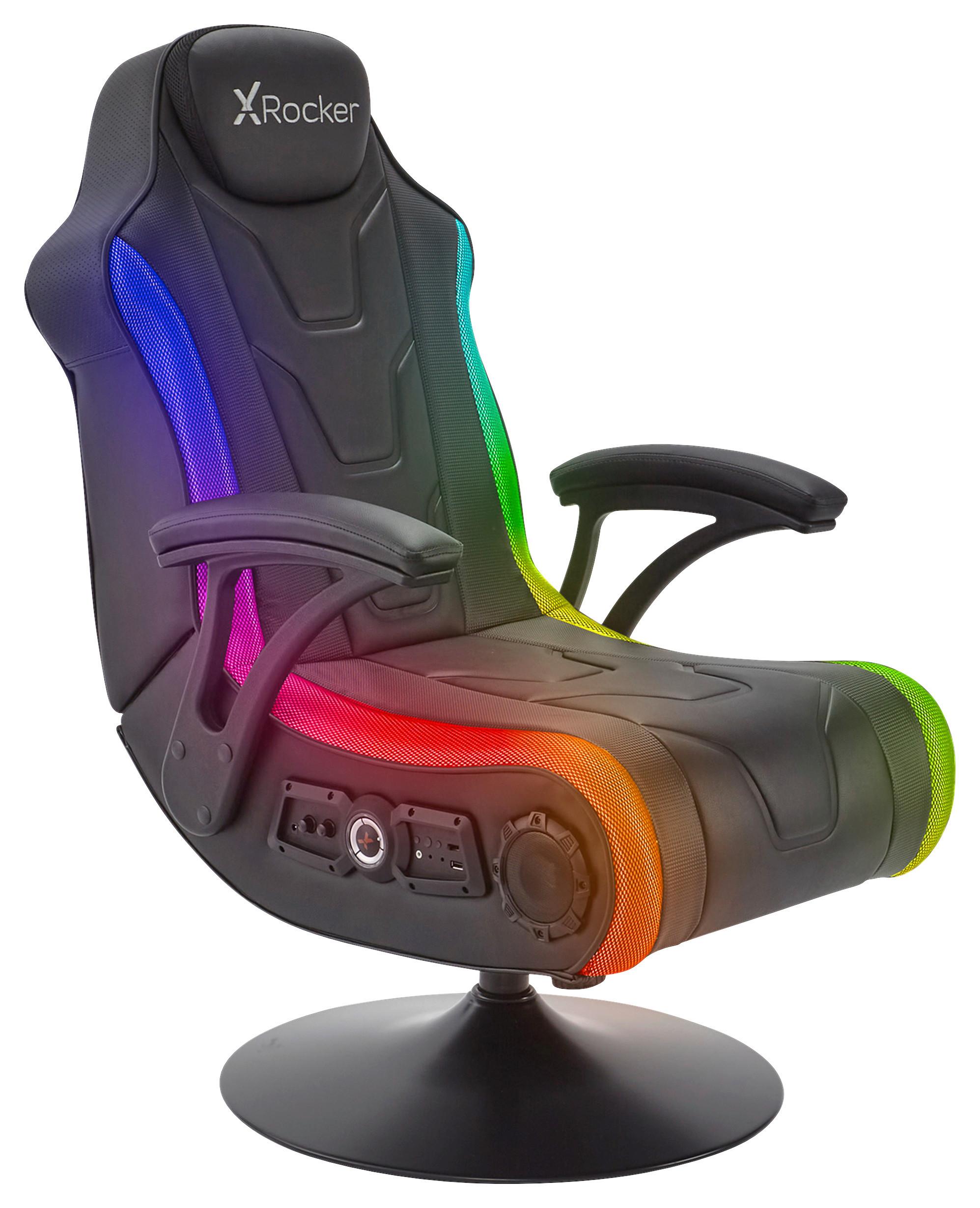 Gamingsessel Monsoon RGB 4.1 c a. 66x105x82cm Schwarz - Schwarz, MODERN, Kunststoff/Textil (66/105/82cm) - X Rocker