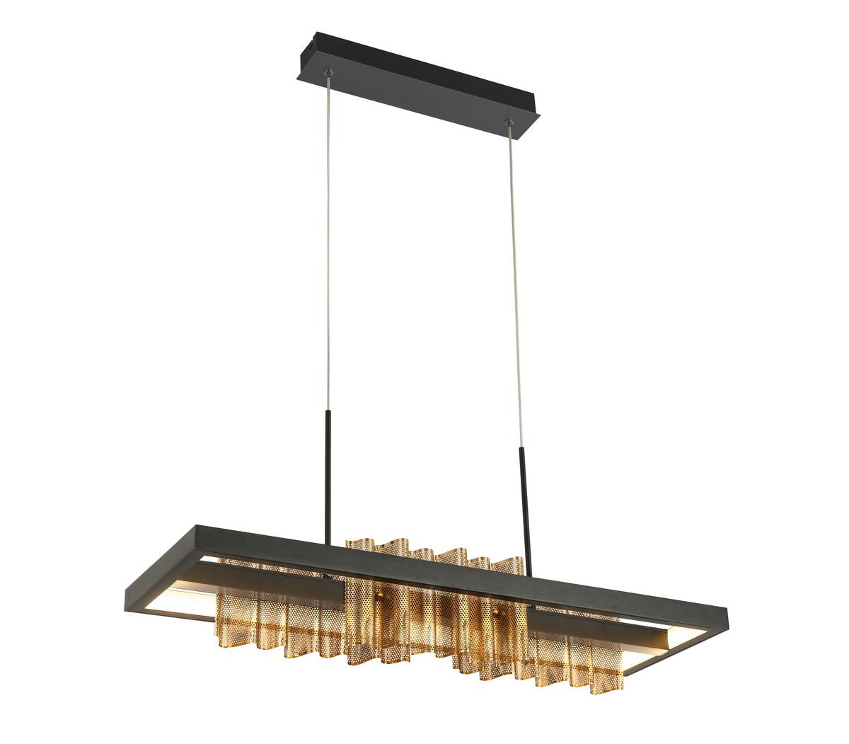 LED-Hängeleuchte Neiml in Schwarz/Gold max. 40 Watt - Goldfarben/Schwarz, MODERN, Kunststoff/Metall (75/25/120cm) - Premium Living