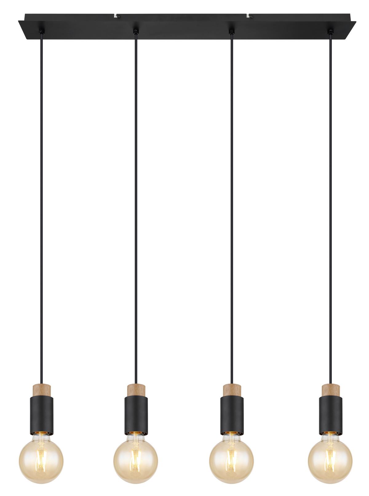 Hängeleuchte Matti in Schwarz/Braun max. 40 Watt - Dunkelbraun/Schwarz, Design, Holz/Kunststoff (75/8/120cm) - Globo