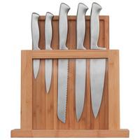 BLOK NA NOŻE BA520-ND001 - kolor srebrny/kolor naturalny, Basics, metal/drewno - Homeware Profession.