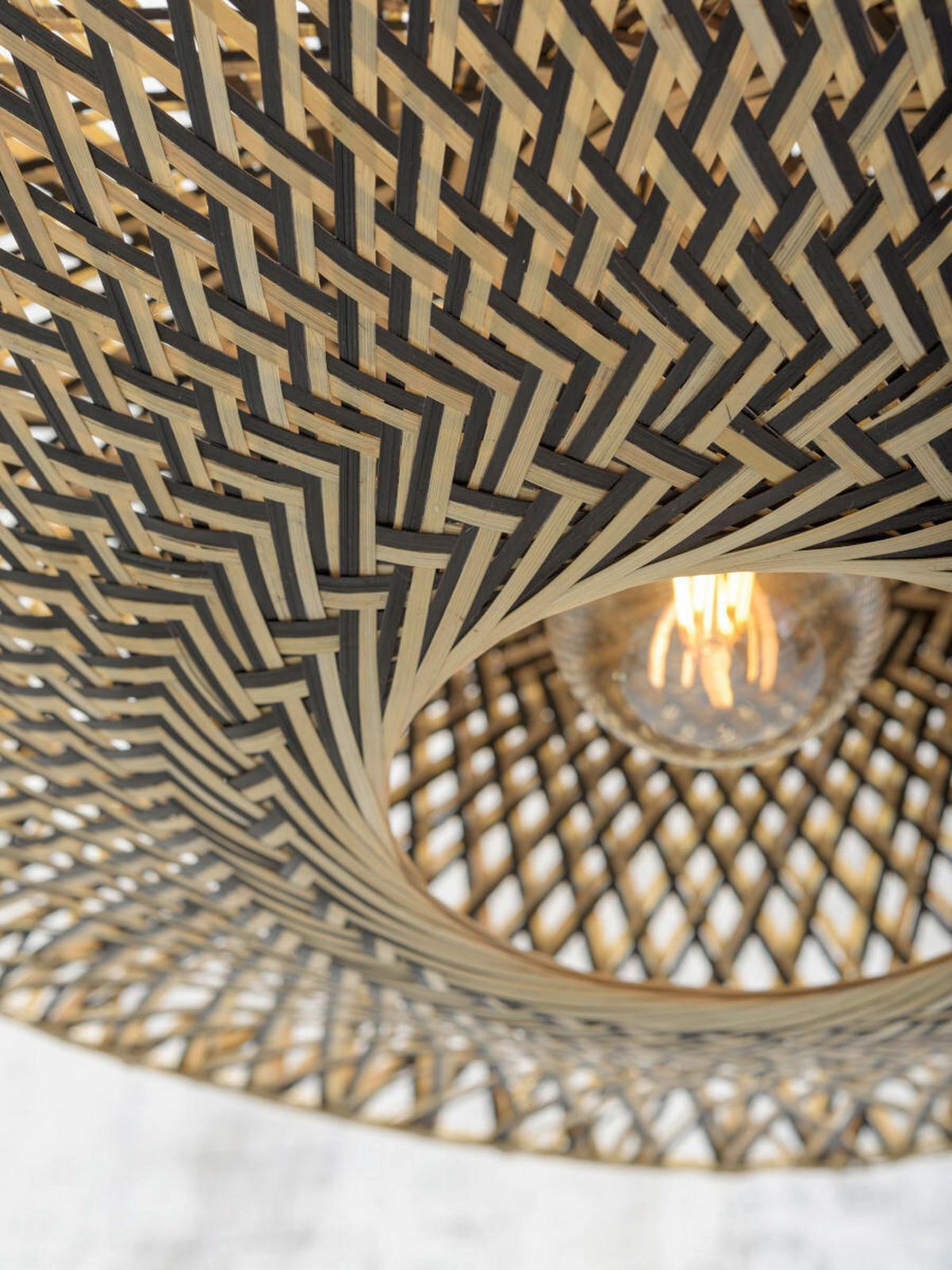 LAMPA WISZĄCA BALI/H/8720/BN - czarny/jasnobrązowy, Natur, materiały naturalne (87/20cm) - Good & Mojo