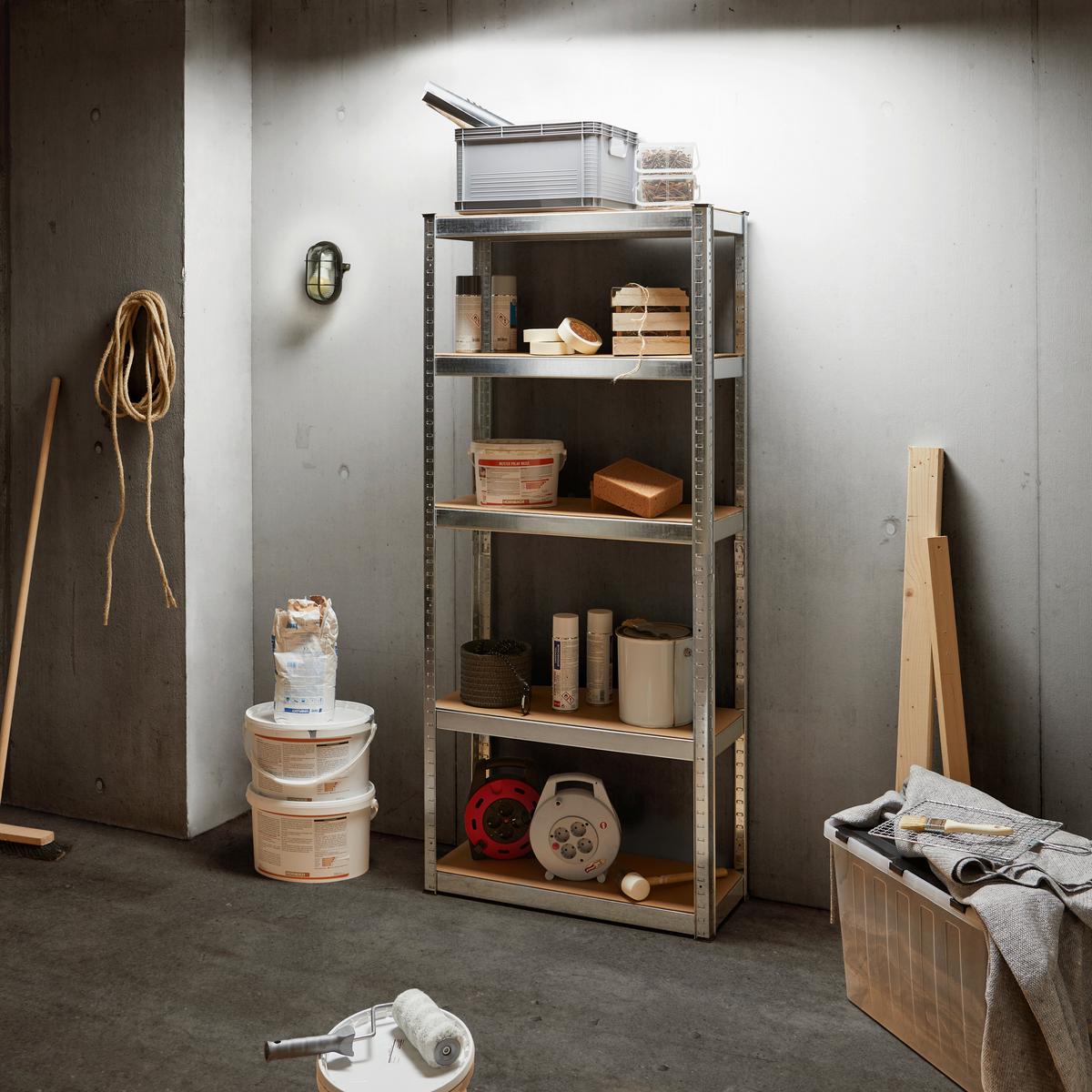 Regal Z Visoko Nosilnostjo Leo, Srebrna - srebrne barve, Trend, kovina/leseni material (75/175/30cm) - Homezone