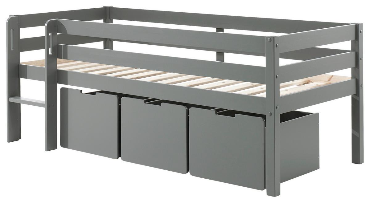 Hochbett Pino mit 3 Schubkästen ca. 90x200cm Grau - Grau, MODERN, Holz/Holzwerkstoff (90/200cm) - MID.YOU
