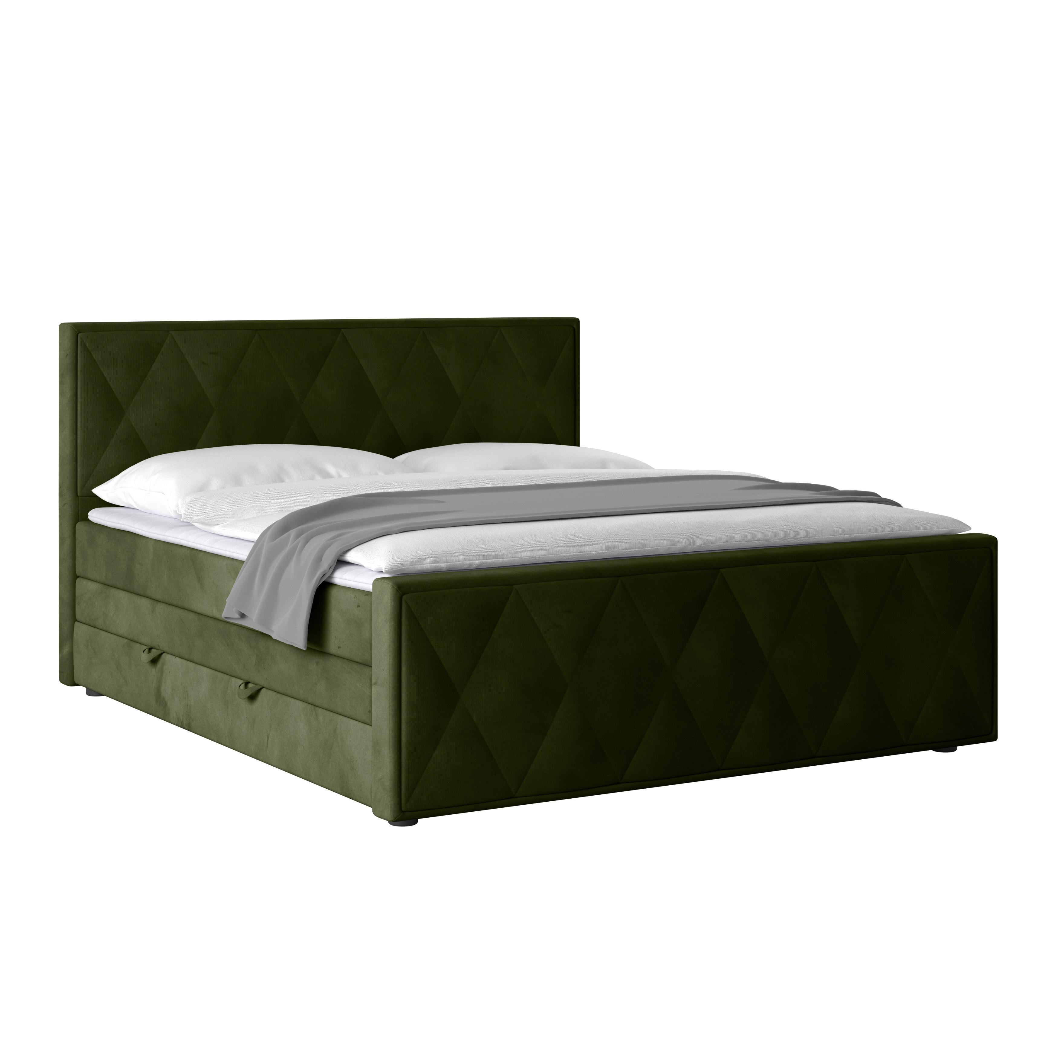 Boxspringbett Porto ca. 180x200 cm Grün - Grün, MODERN, Holz/Kunststoff (180/200cm) - MID.YOU