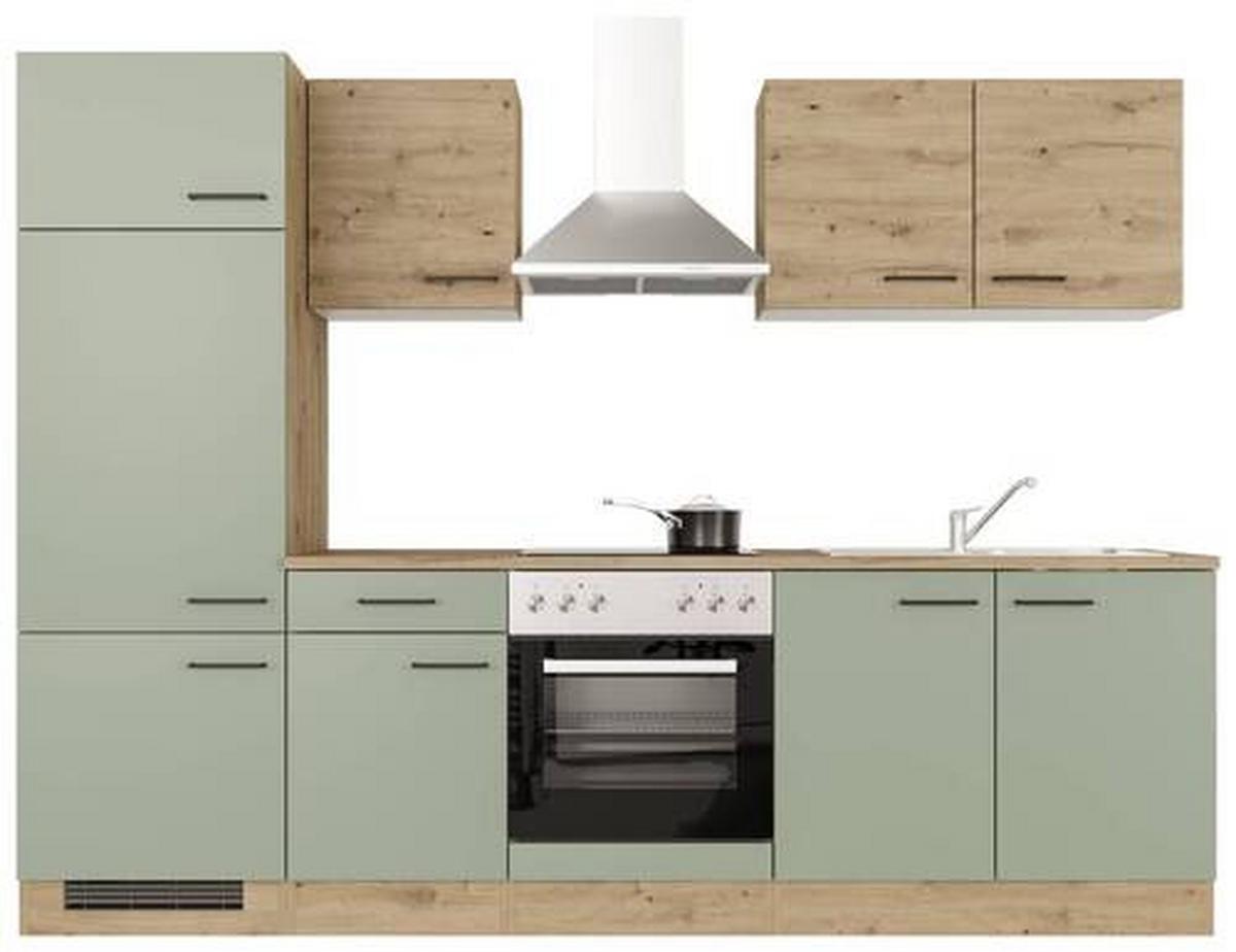 Kuhinjski Blok Cara, Zelena, Hrast - črna/zelena, Moderno, kovina/leseni material (270cm) - FlexWell