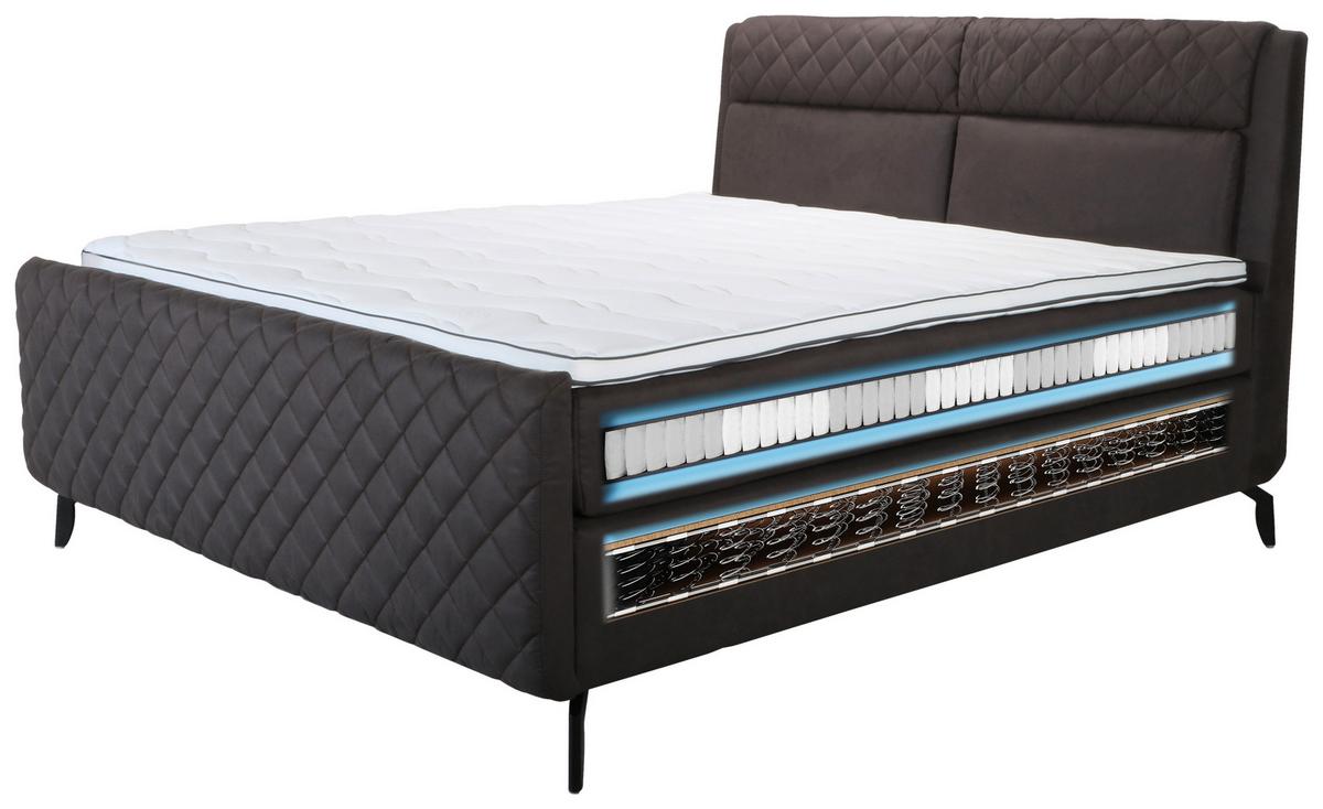 Boxspringágy Sötétszürke Manacor - sötétszürke, Konventionell, textil/fa (180/200cm)