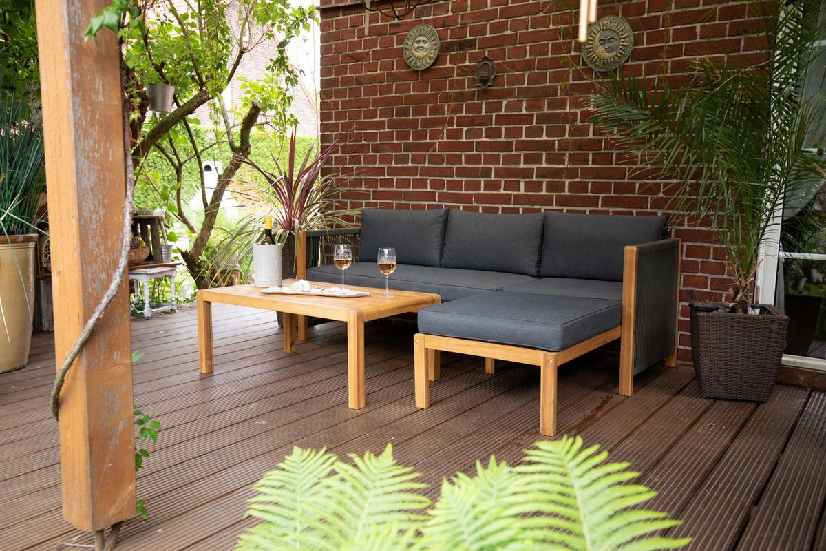 Lounge Garnitura Malaga, Akacija, Siva - barva tikovine/siva, Basics, tekstil/les (198/132cm) - Acamp