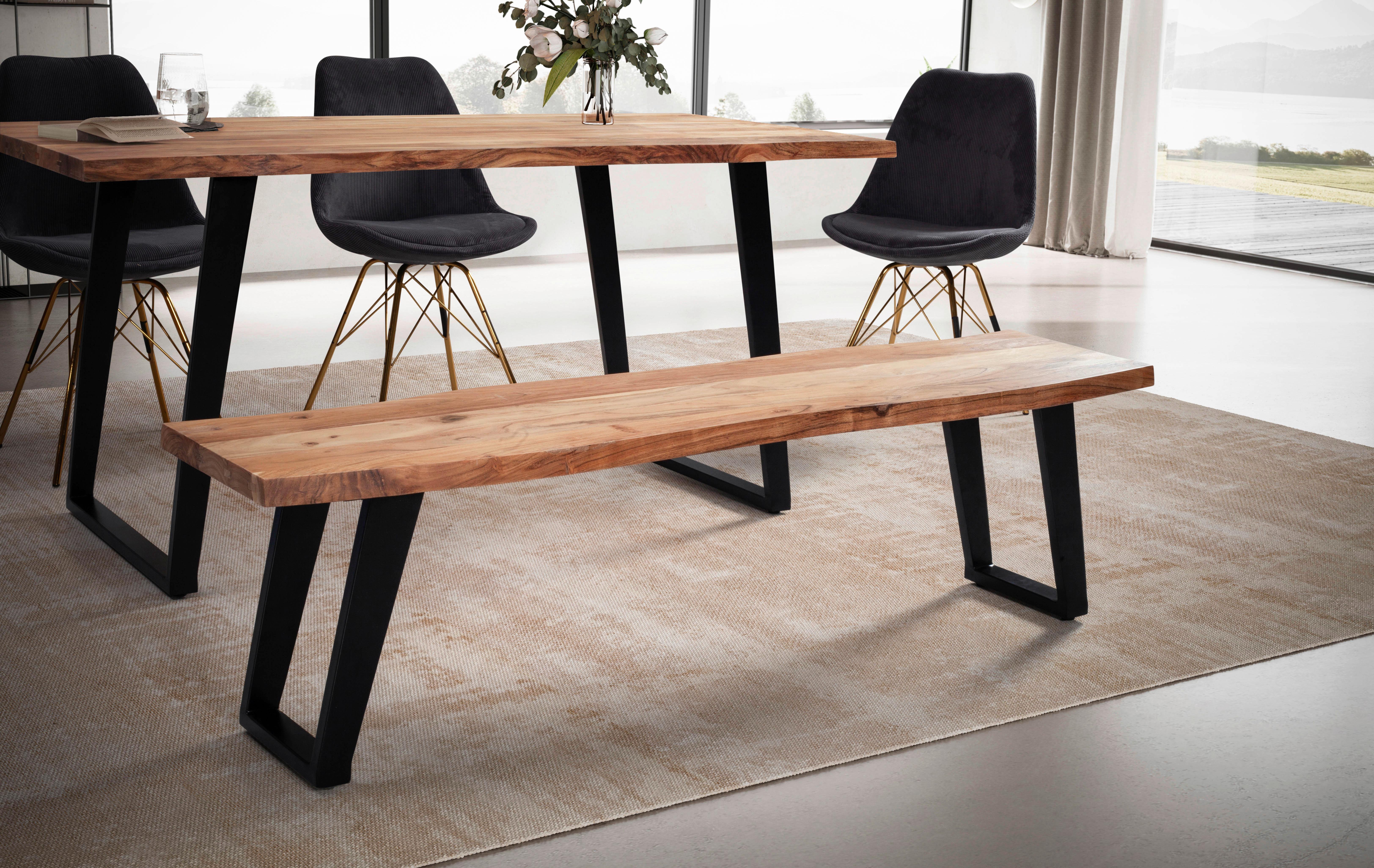 SITZBANK WL7.303 - Schwarz/Akaziefarben, Modern, Holz/Metall (160/45,5/40cm) - MID.YOU