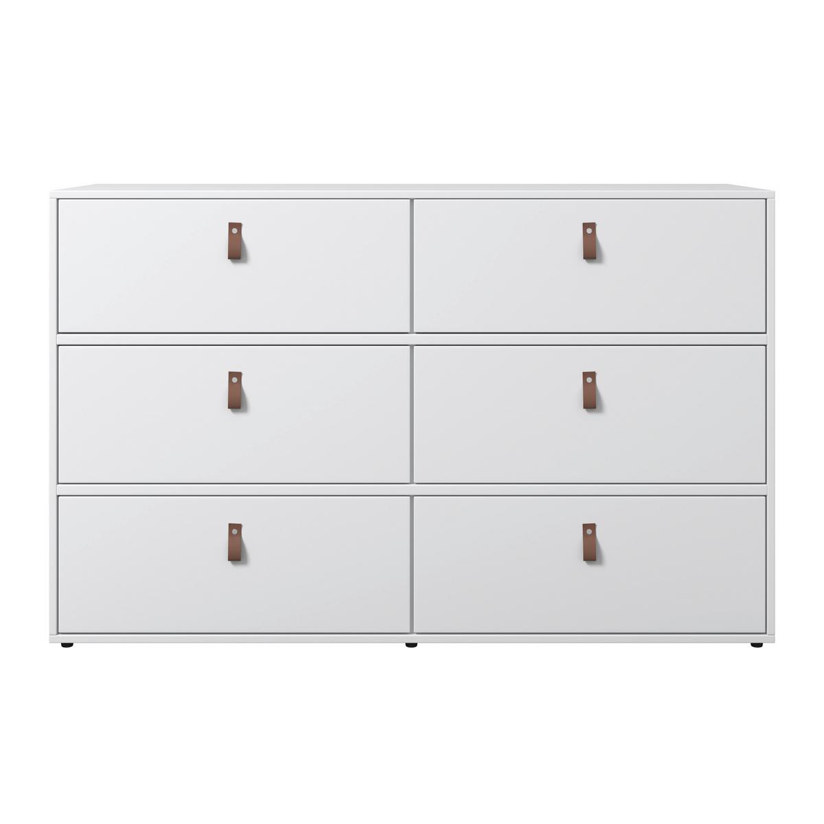 Kommode Mick Weiß MDF - Schwarz/Braun, MODERN, Kunststoff/Textil (120/75/40cm) - Bessagi Home