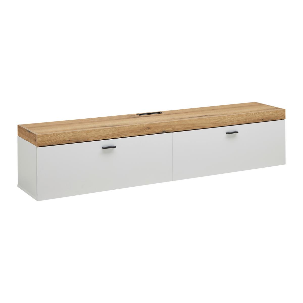 TV-Element Kiro Weiß/Eichefarben - MODERN, Holzwerkstoff/Metall (180/40/35cm) - Mömax
