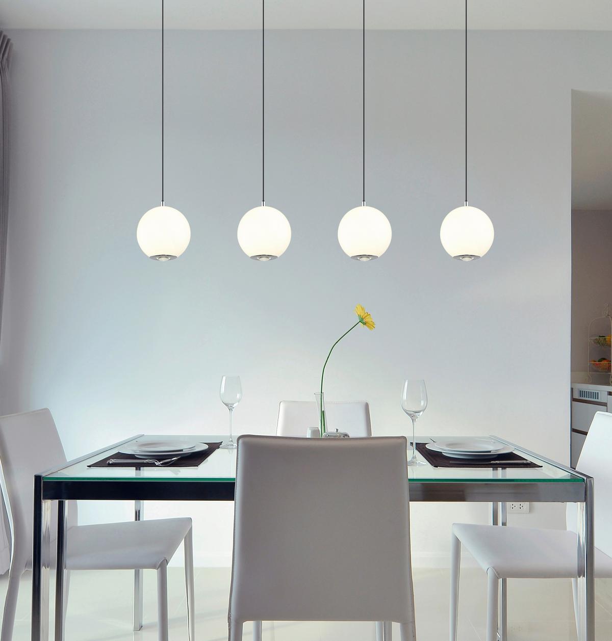 LED-HÄNGELEUCHTE 16062-4H SIMMONS - Klar/Chromfarben, Konventionell, Glas/Kunststoff (99/15/150cm) - Globo