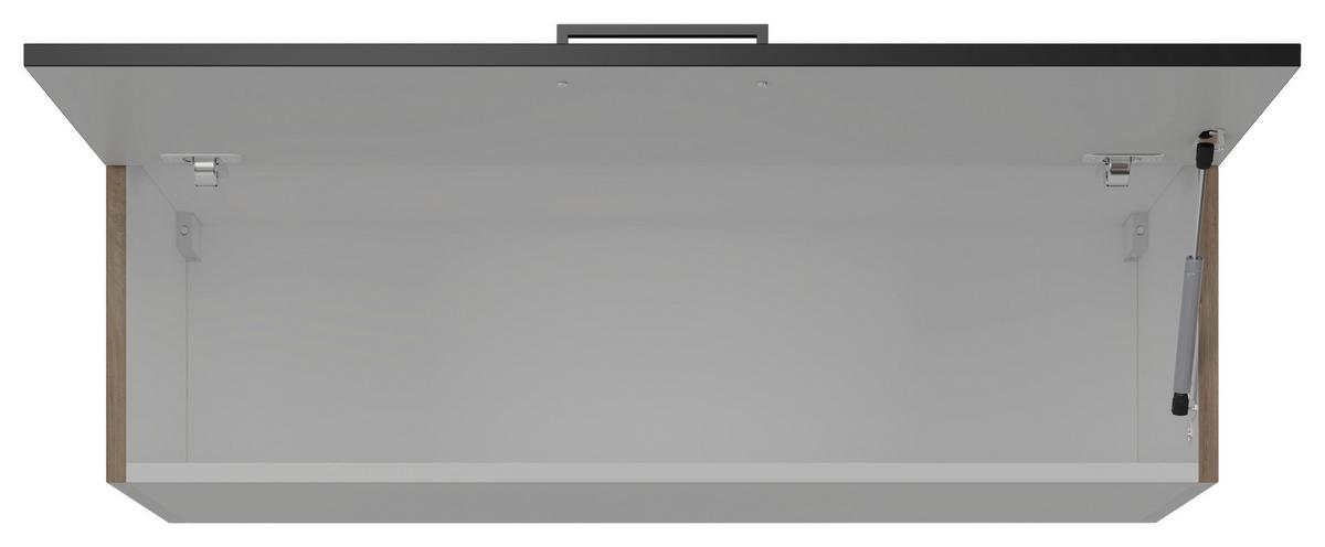 Kuhinjska Zgornja Omarica Capri, Črna, Hrast - barve nerjavečega jekla/črna, Konvencionalno, kovina/leseni material (100/32/32cm) - FlexWell
