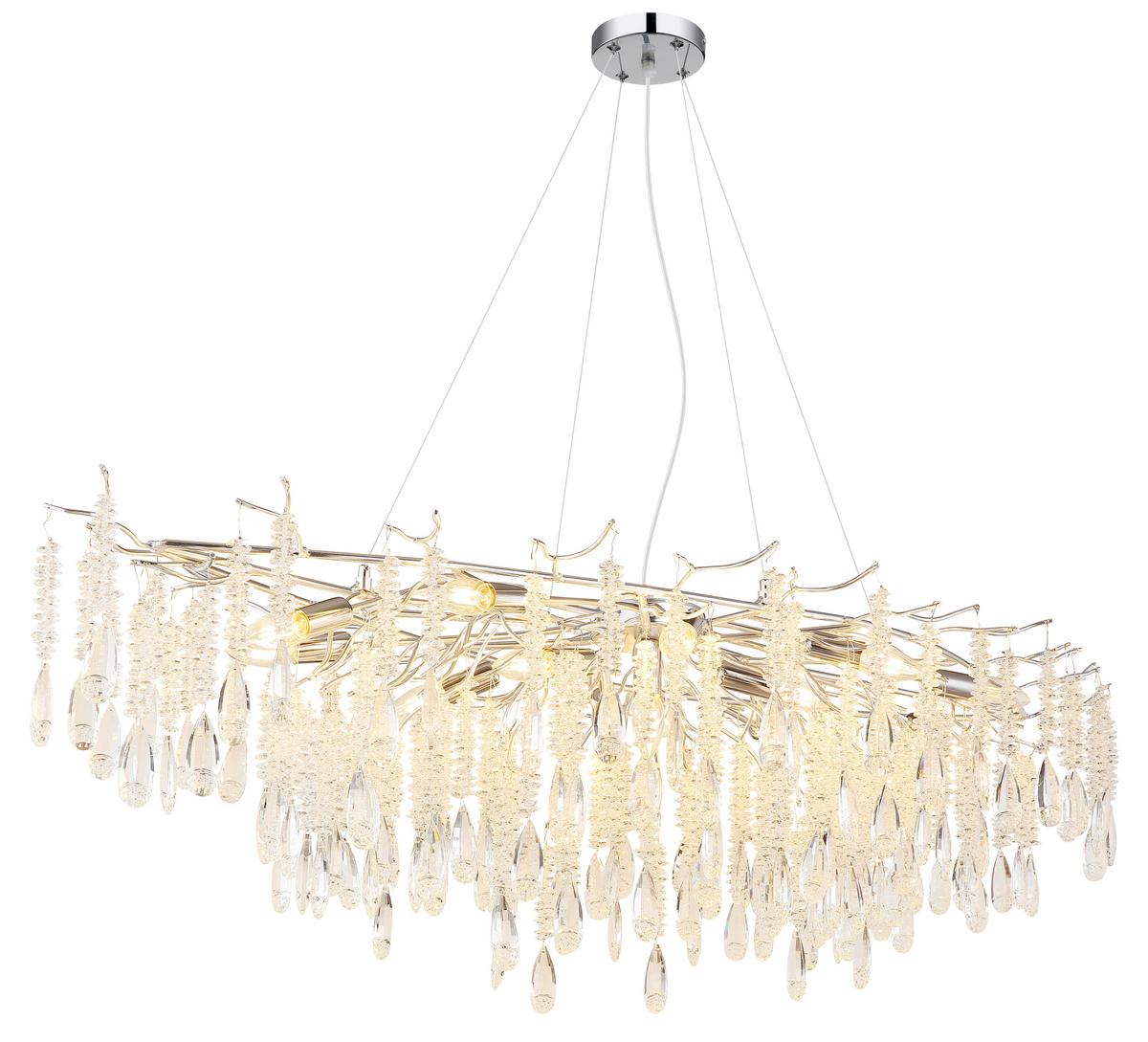 Viseća Svjetiljka Kinga - srebrne boje/prozirno, Konvencionalno, staklo/metal (150/60/120cm) - Globo