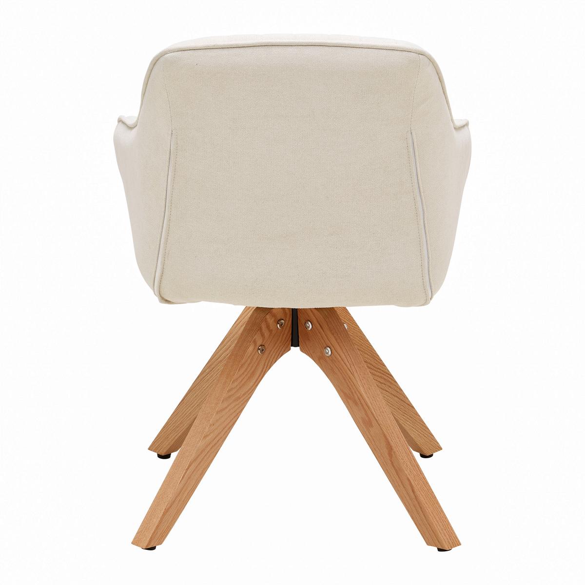 Armlehnstuhl Leonie Creme Webstoff Drehbar Gepolstert - Creme/Naturfarben, MODERN, Holz/Textil (60/84/61cm) - Bessagi Home