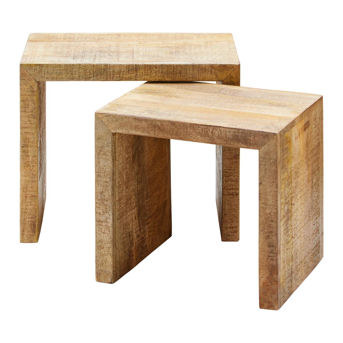 Beistelltisch in Naturfarben - Schwarz/Naturfarben, Natur, Holz (55-45/45-40/35cm) - Mömax