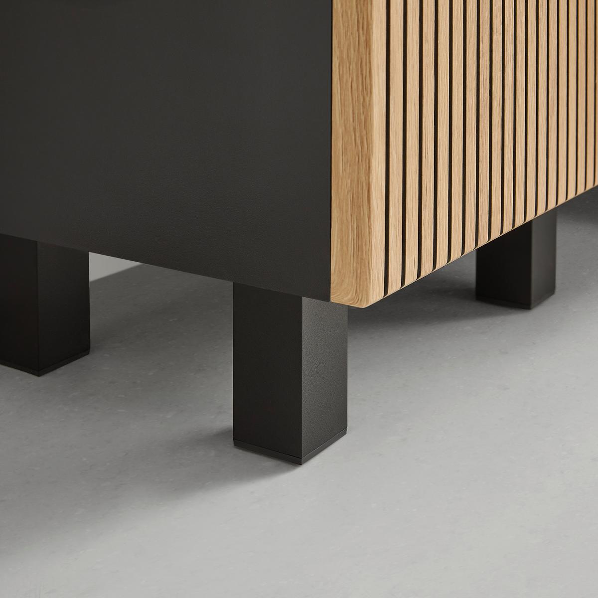 Hochschrank Venezia in Schwarz/Eichefarben - Eichefarben/Schwarz, Lifestyle, Glas/Holzwerkstoff (35/195/32cm) - Mömax