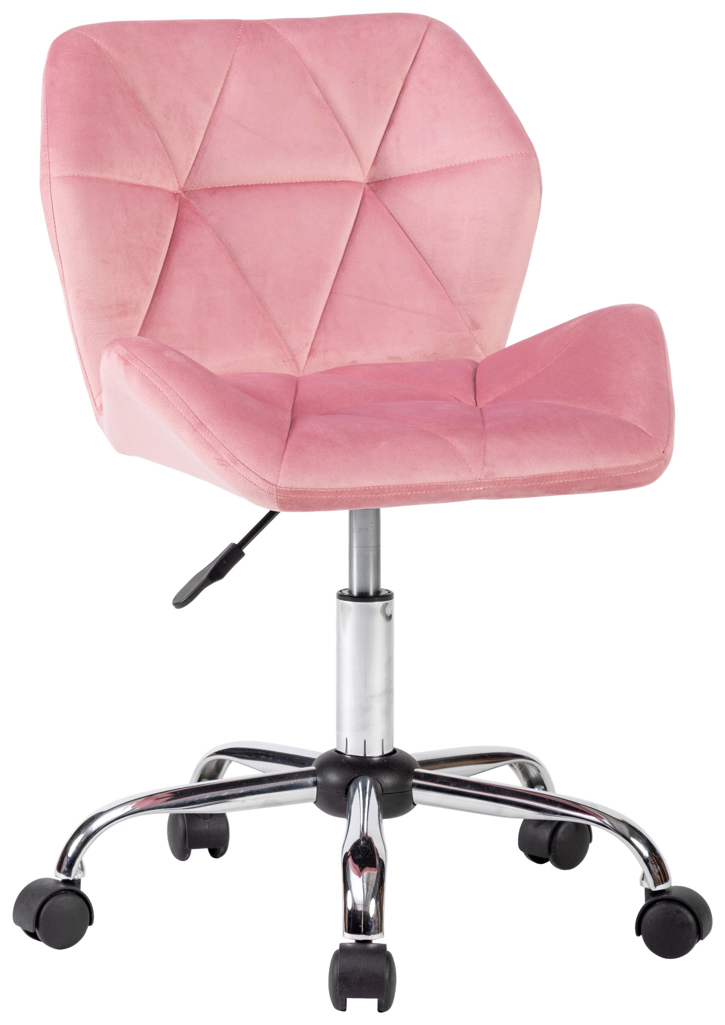 Uredska Stolica Aria - ružičasta/boje kroma, Moderno, metal/tekstil (49/74-84/53cm) - Modern Living