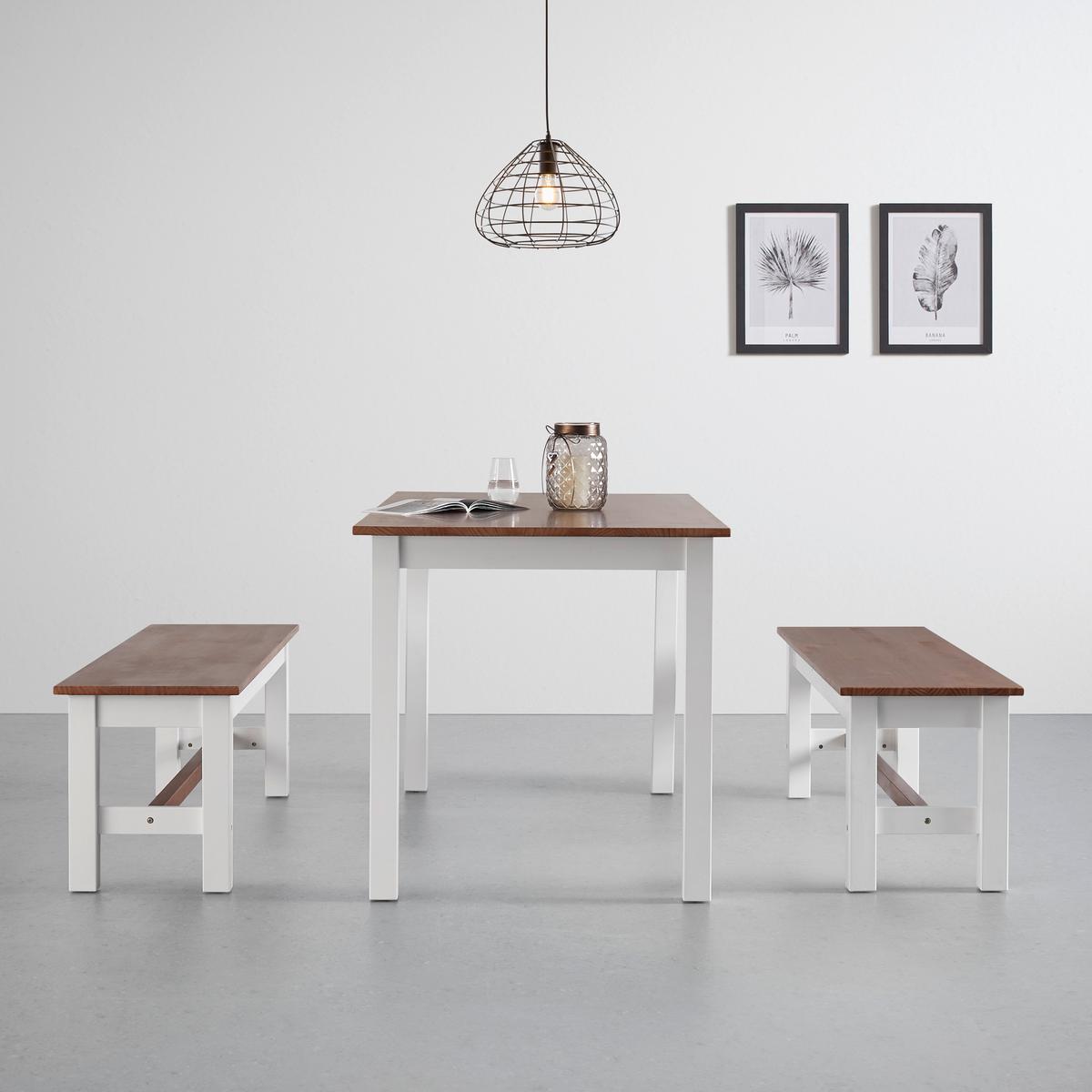 ŁAWKA ALESSANDRA - biały/kolor sosnowy, Modern, drewno (140/40/45cm) - Bessagi Home